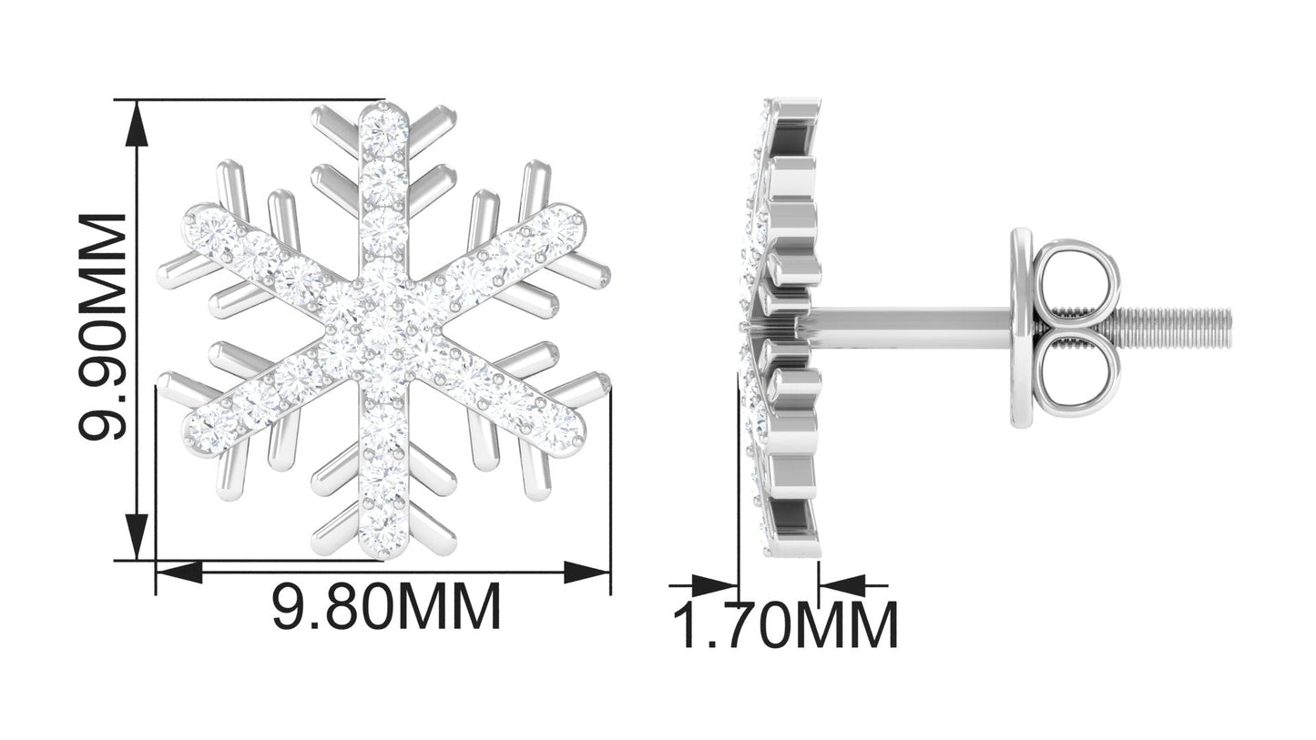Certified Real Diamond Snowflake Earrings for Christmas