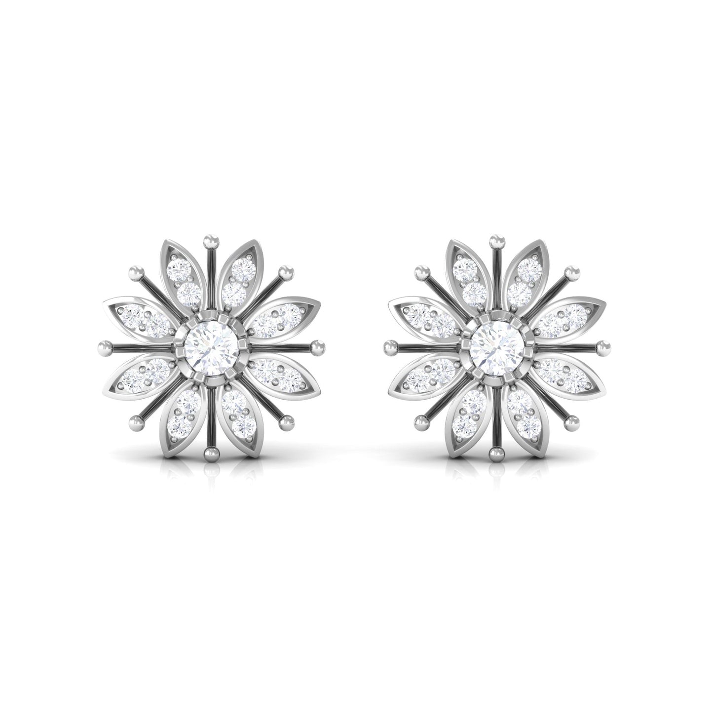 Certified Real Diamond Snowflake Earrings for Christmas