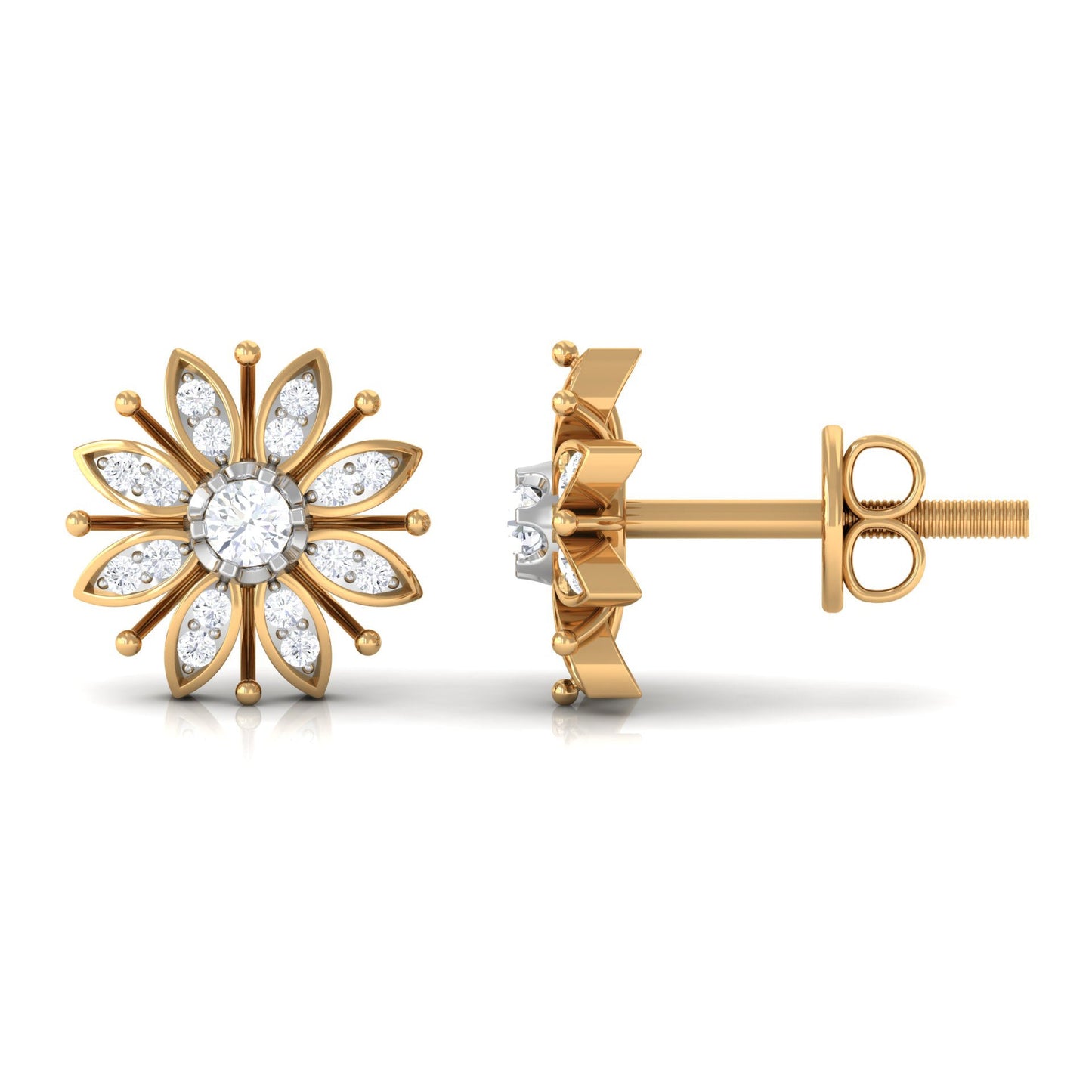 Certified Real Diamond Snowflake Earrings for Christmas
