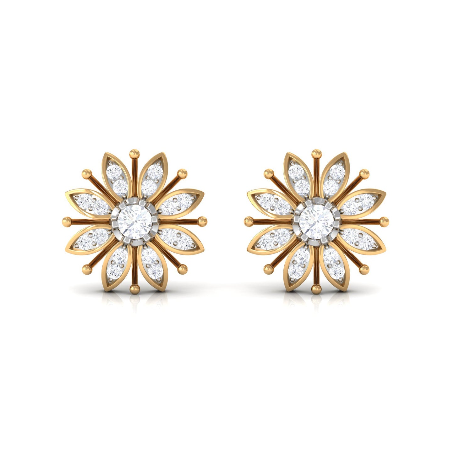Certified Real Diamond Snowflake Earrings for Christmas