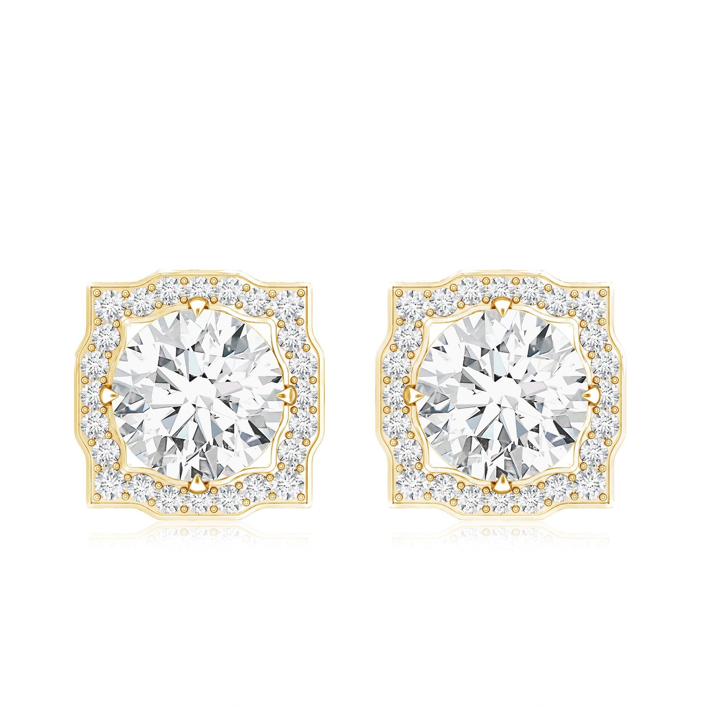 Certified Moissanite Bridal Stud Earrings with Halo for Women