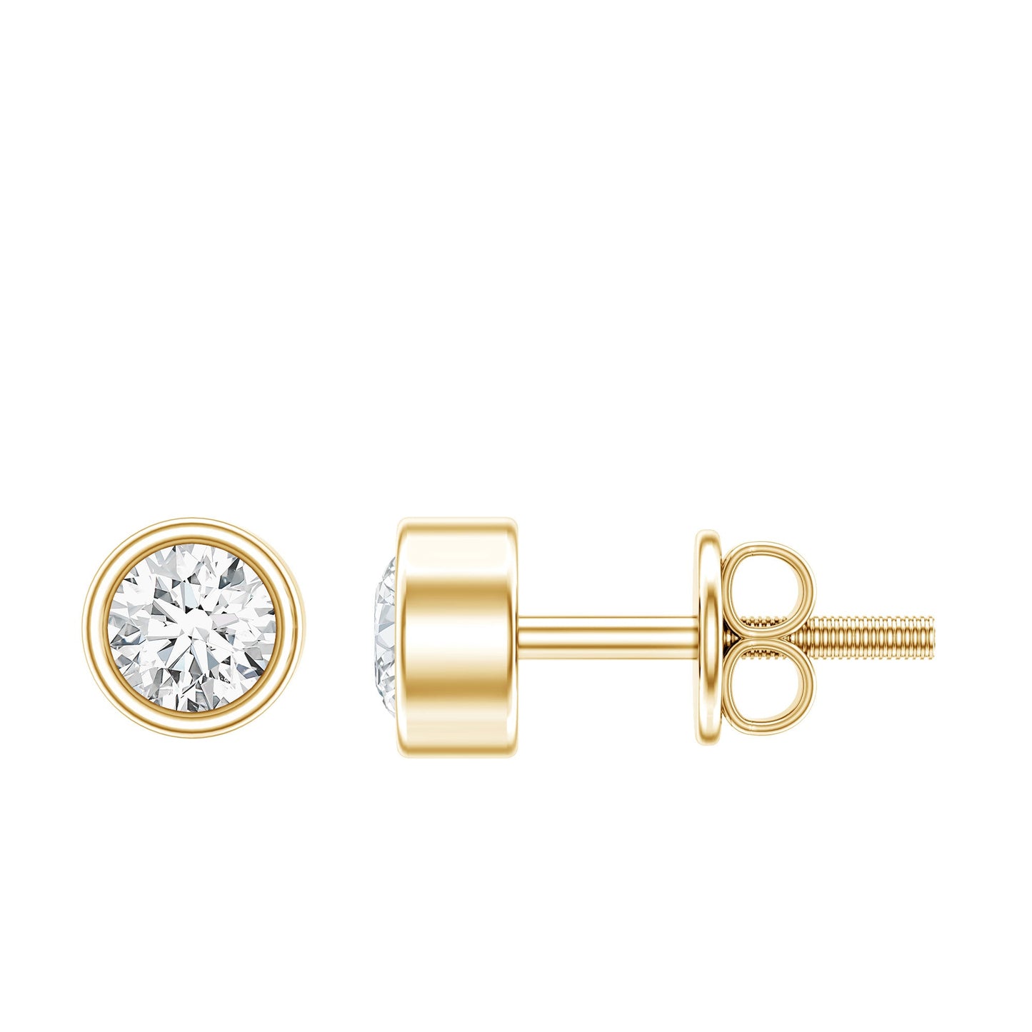 Minimalistic Bezel Set Diamond Stud Earrings