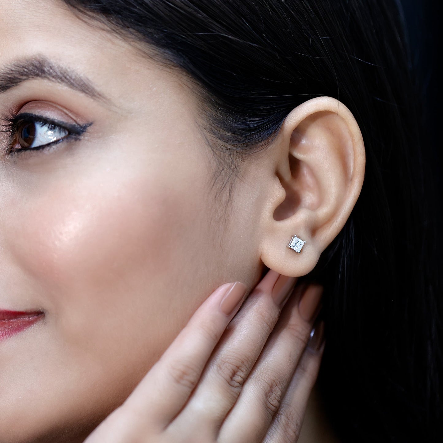 Princess Cut Moissanite Solitaire Stud Earrings for Women