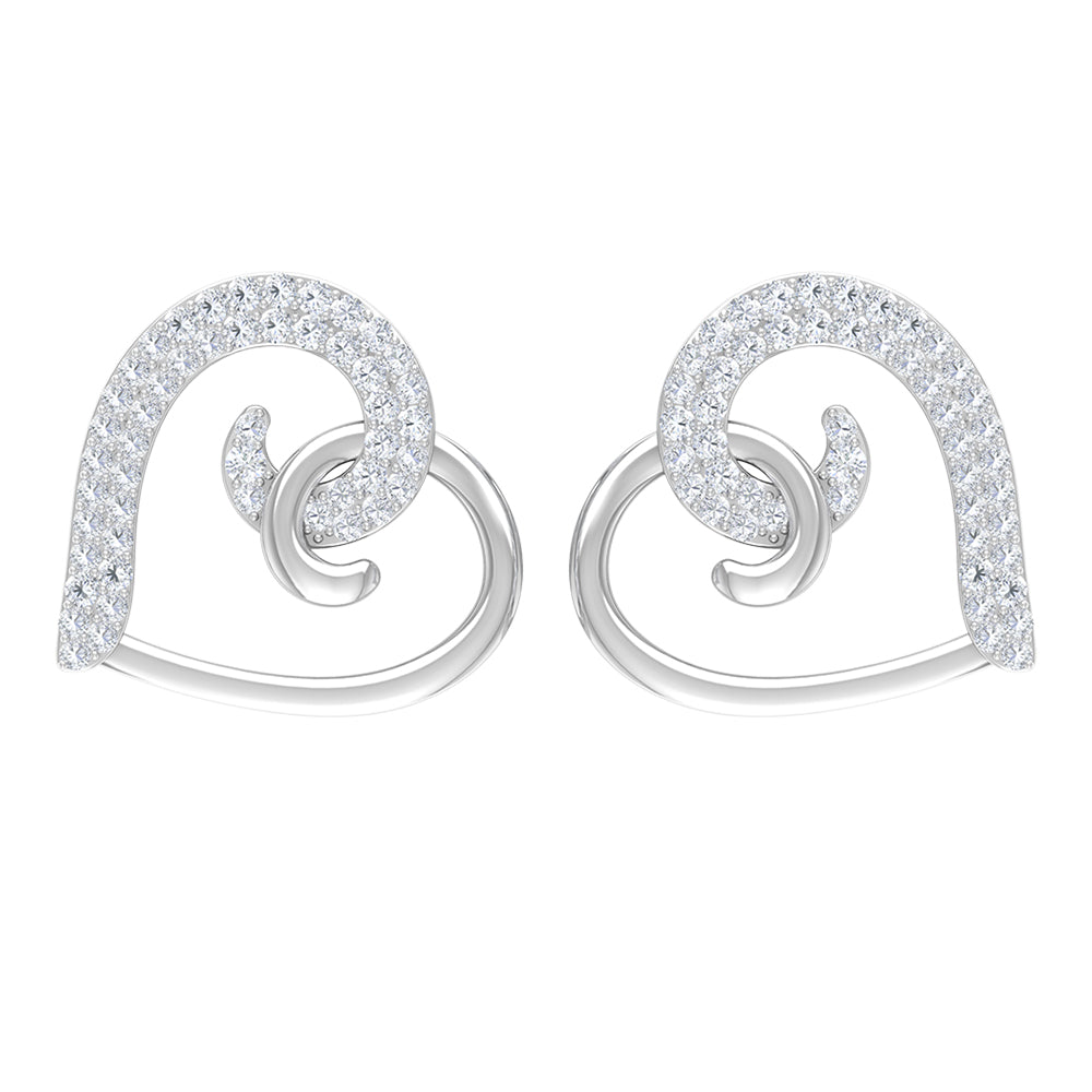 Certified Real Diamond Heart Earrings with Screw Back