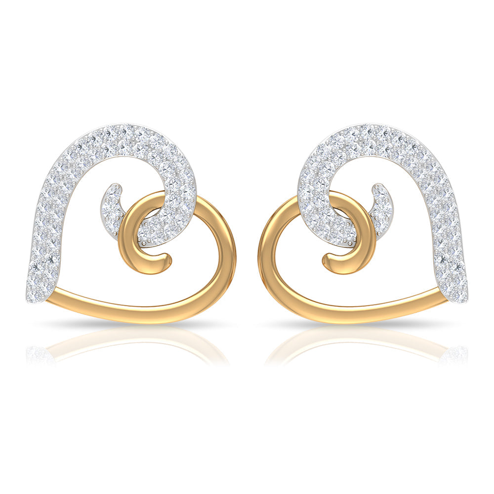 Certified Real Diamond Heart Earrings with Screw Back