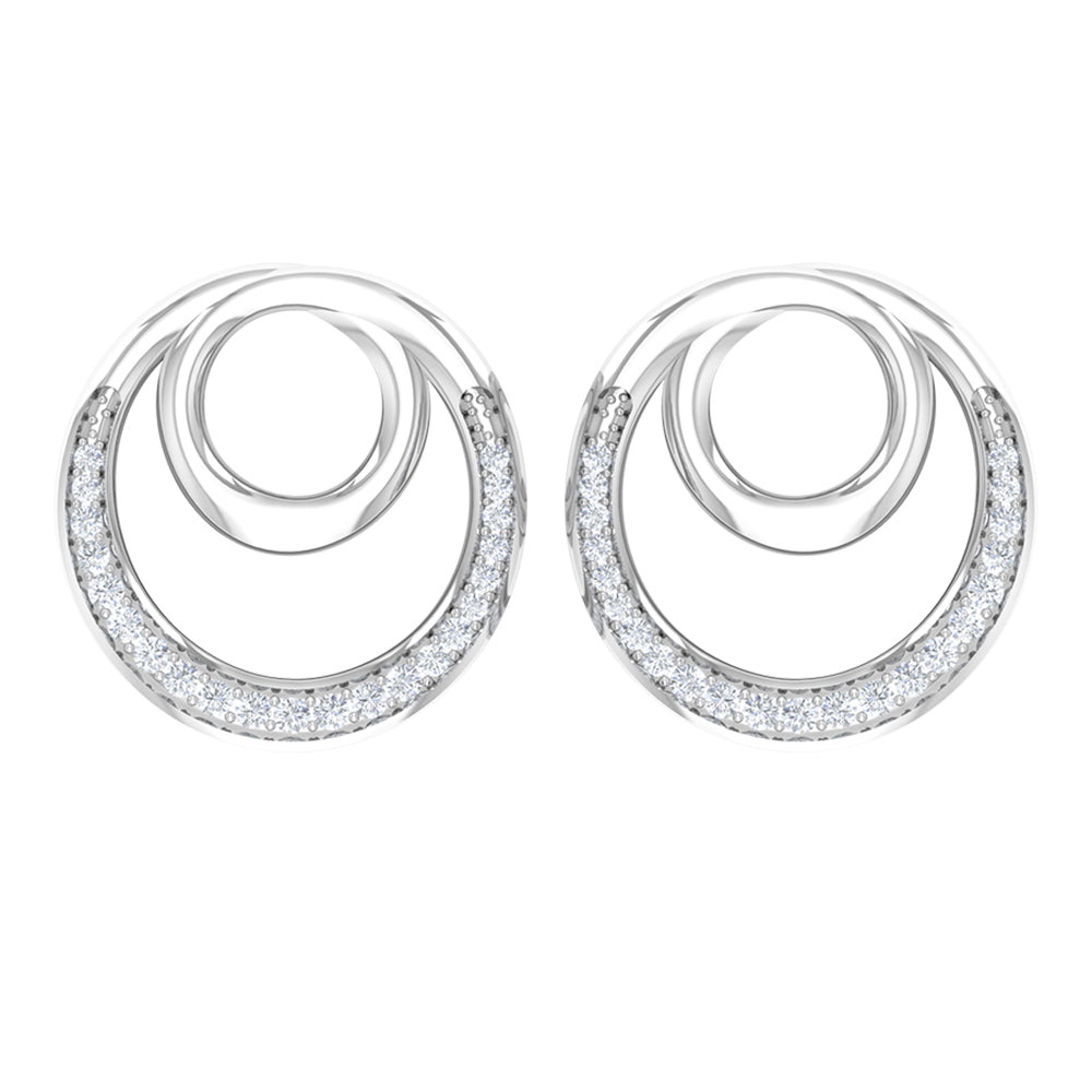Certified Natural Diamond Circle in Circle Earrings