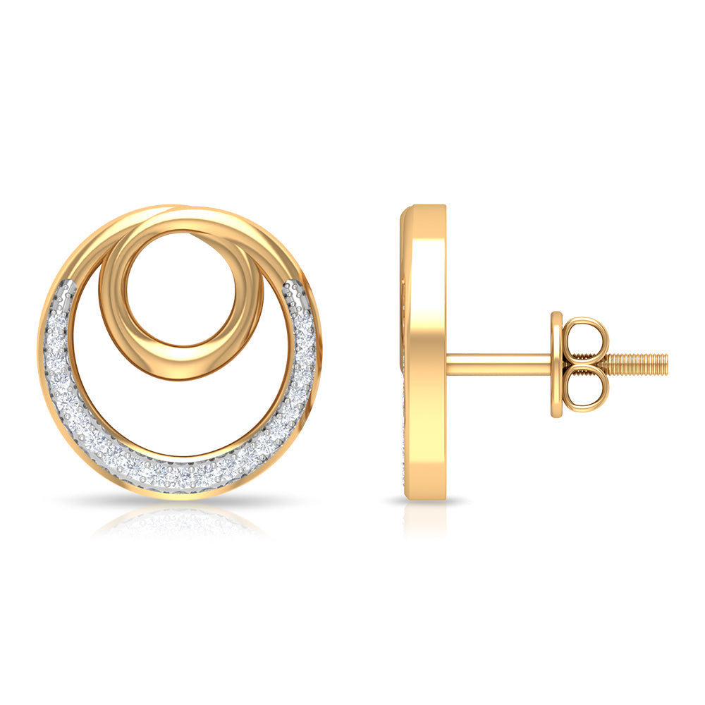 Certified Natural Diamond Circle in Circle Earrings