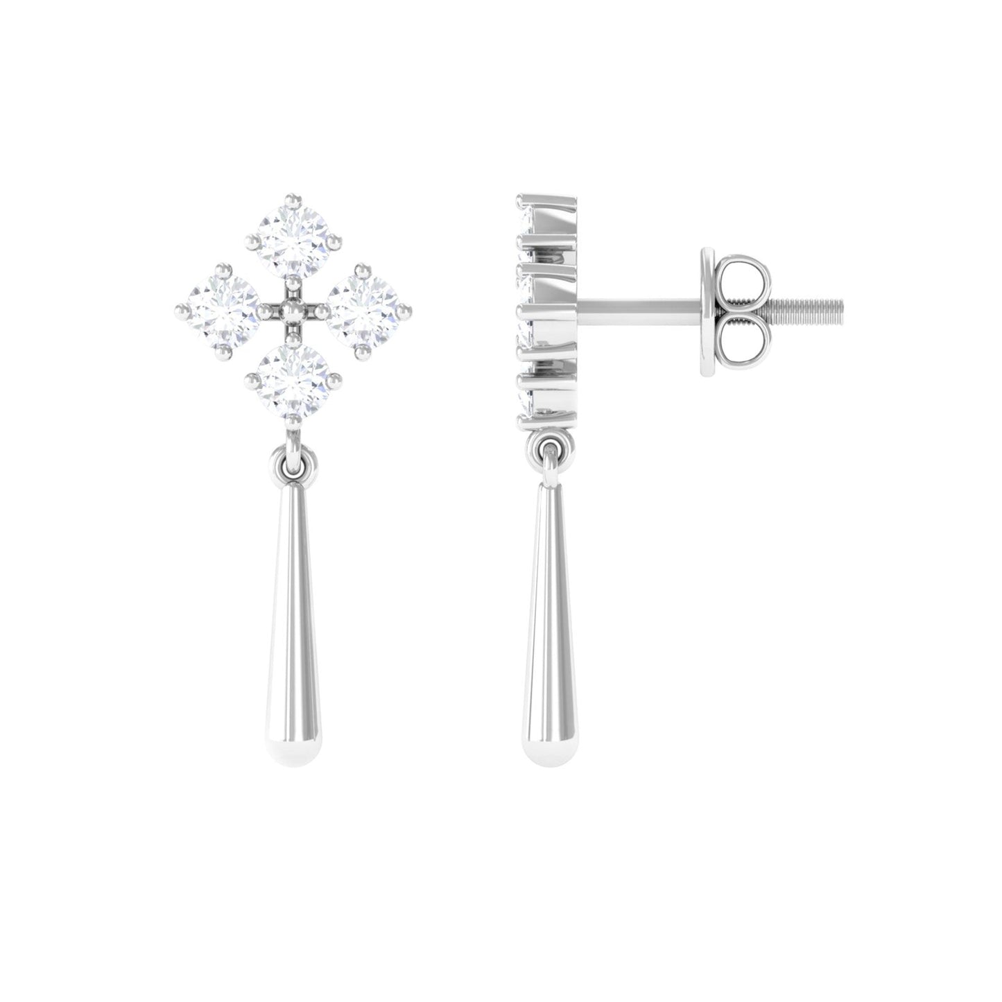 Minimal Diamond Dangle Drop Earrings with Screw Back