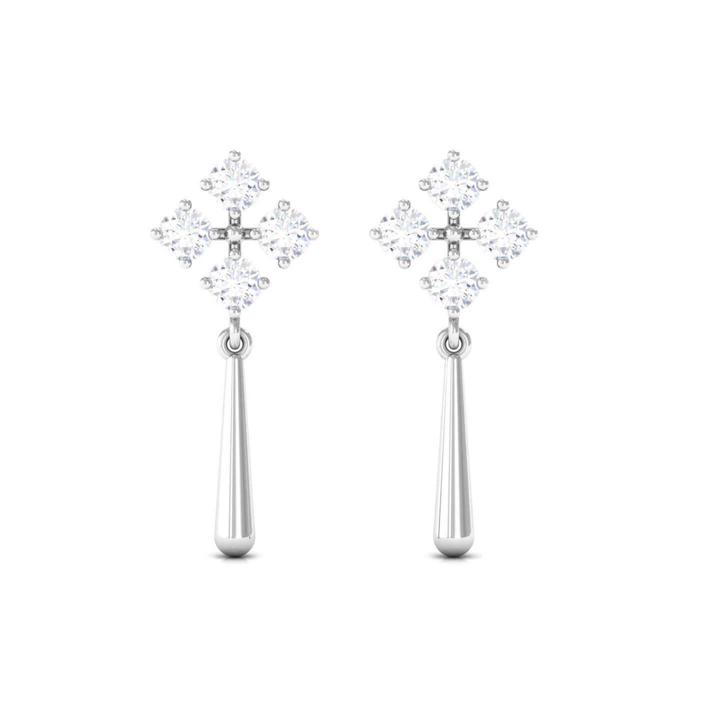 Minimal Diamond Dangle Drop Earrings with Screw Back