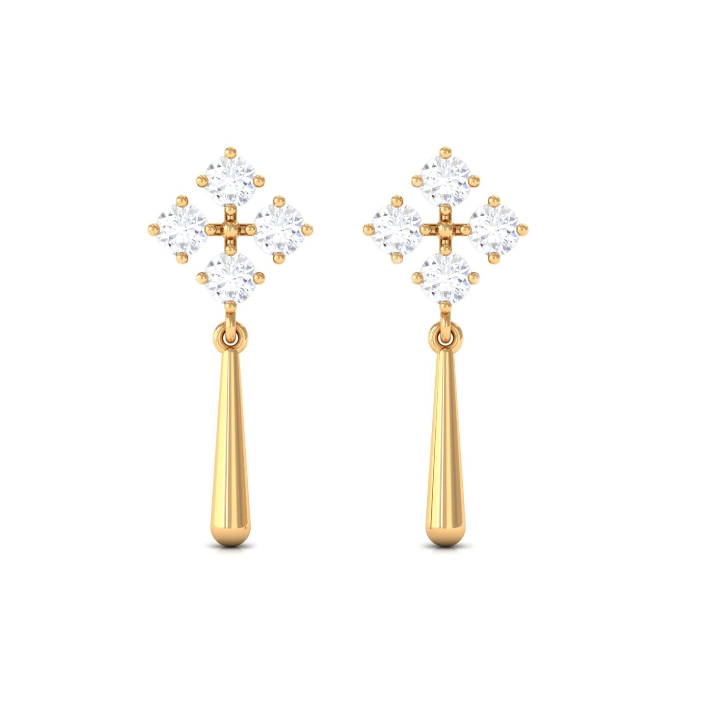 Minimal Diamond Dangle Drop Earrings with Screw Back