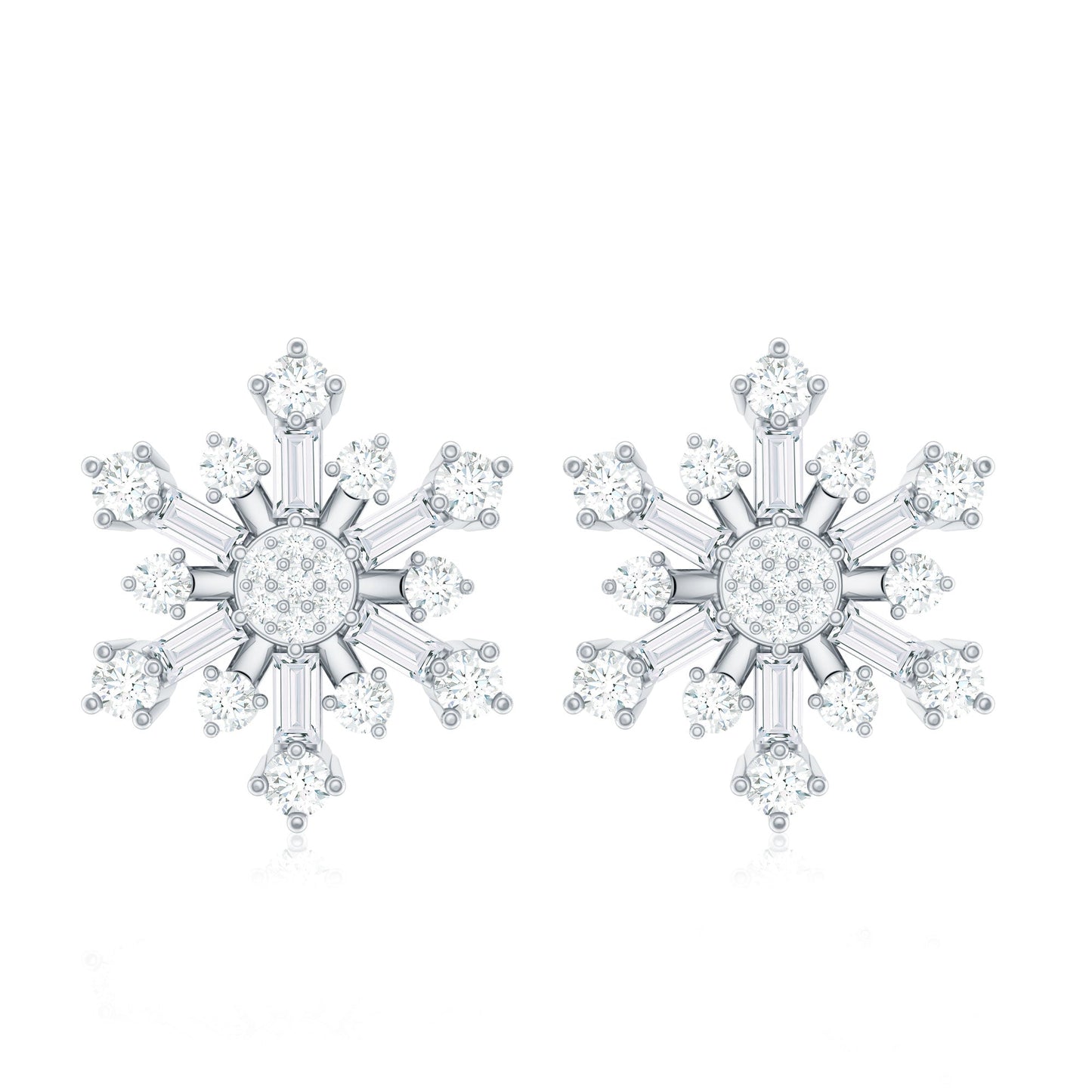 Genuine Diamond Snowflake Earrings for Christmas