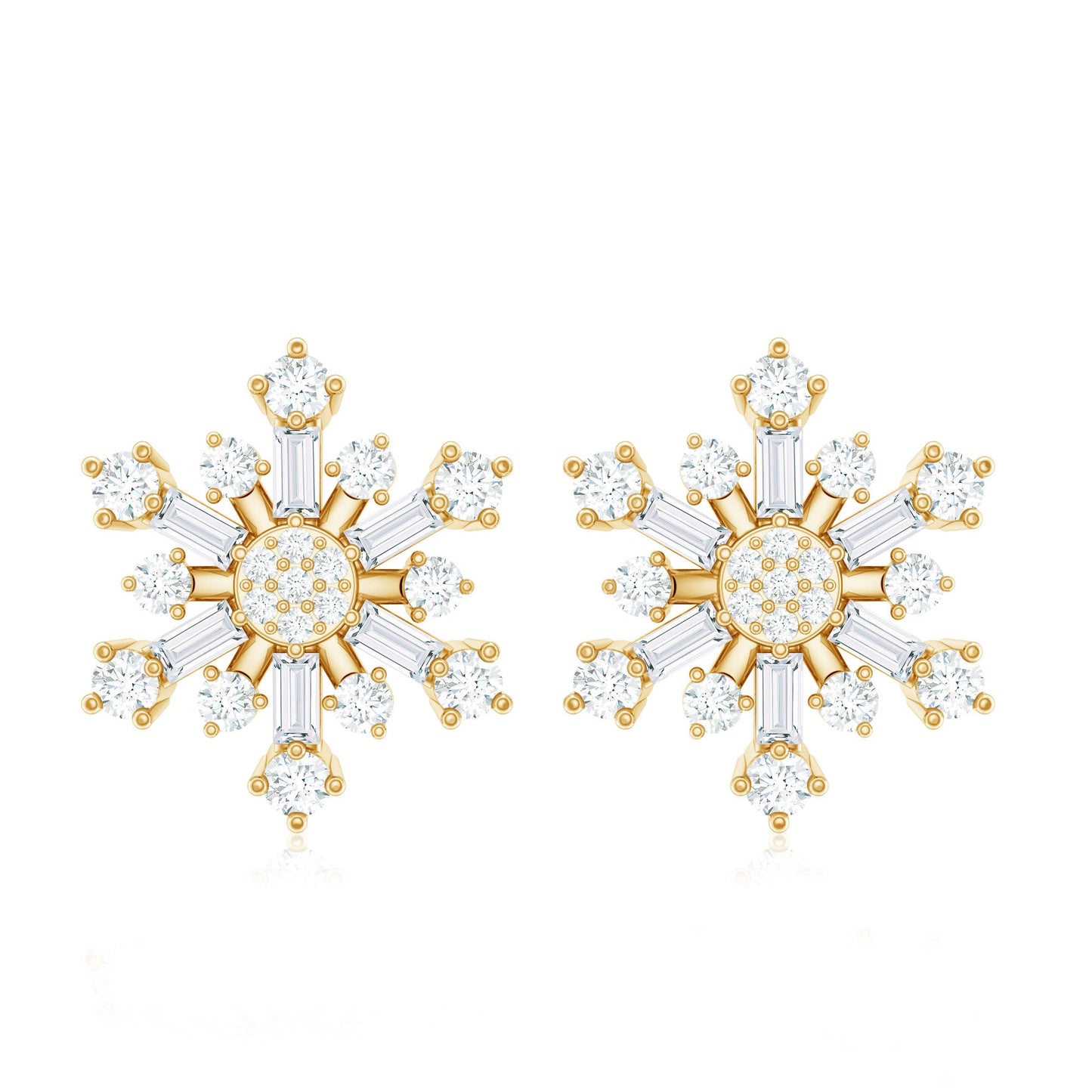 Genuine Diamond Snowflake Earrings for Christmas