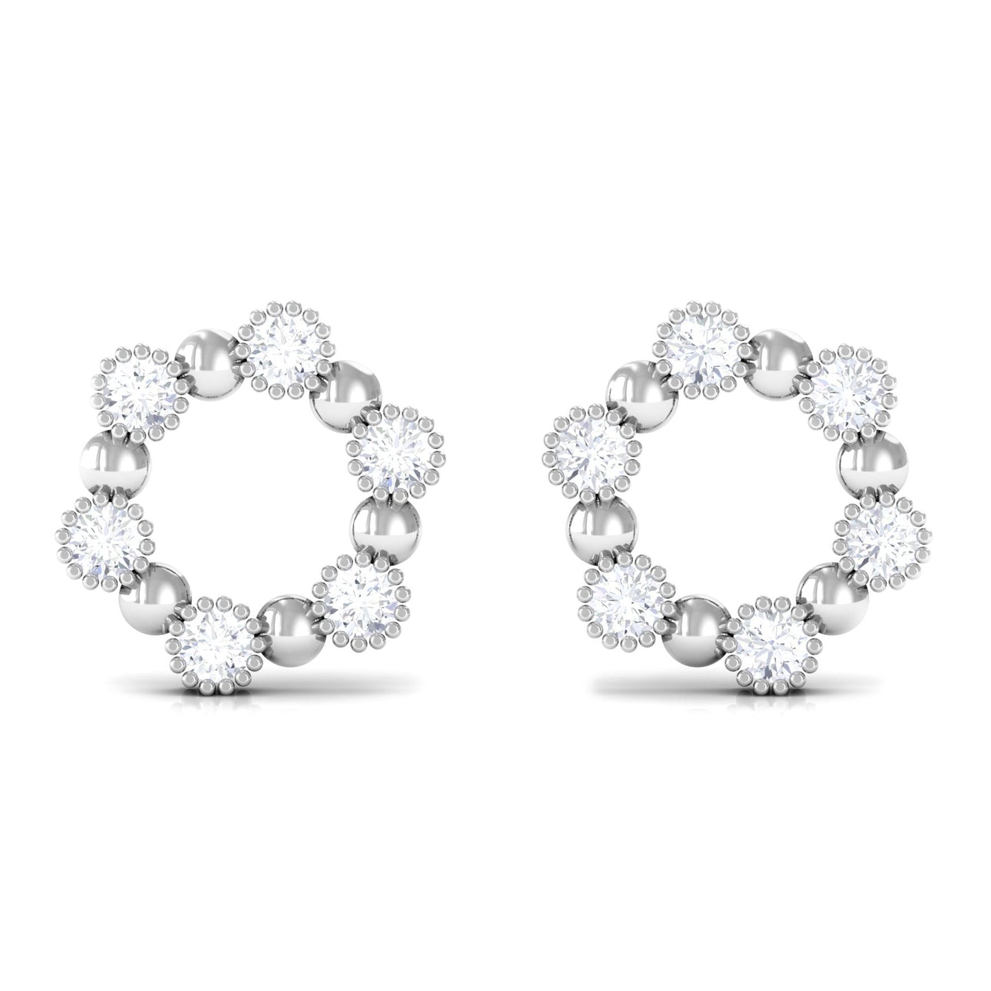 Real Diamond Circle Earrings with Screw Back