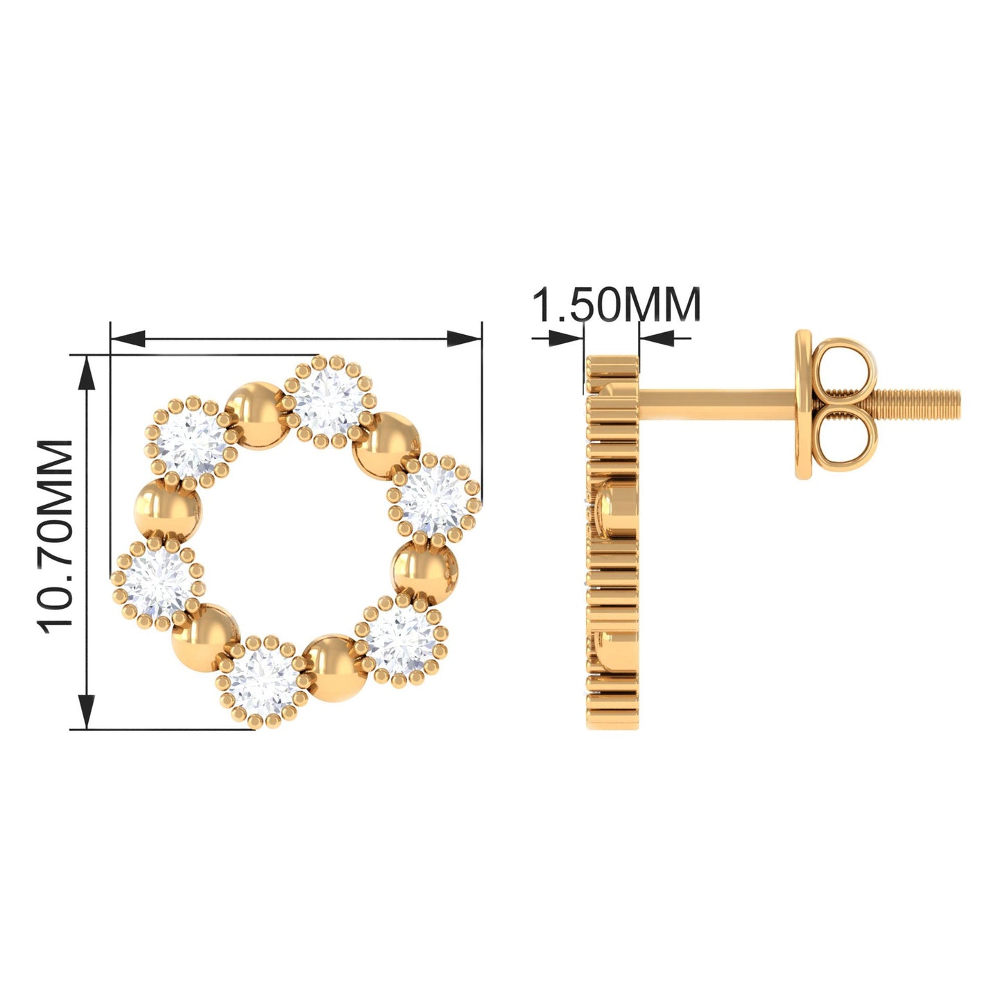 Real Diamond Circle Earrings with Screw Back