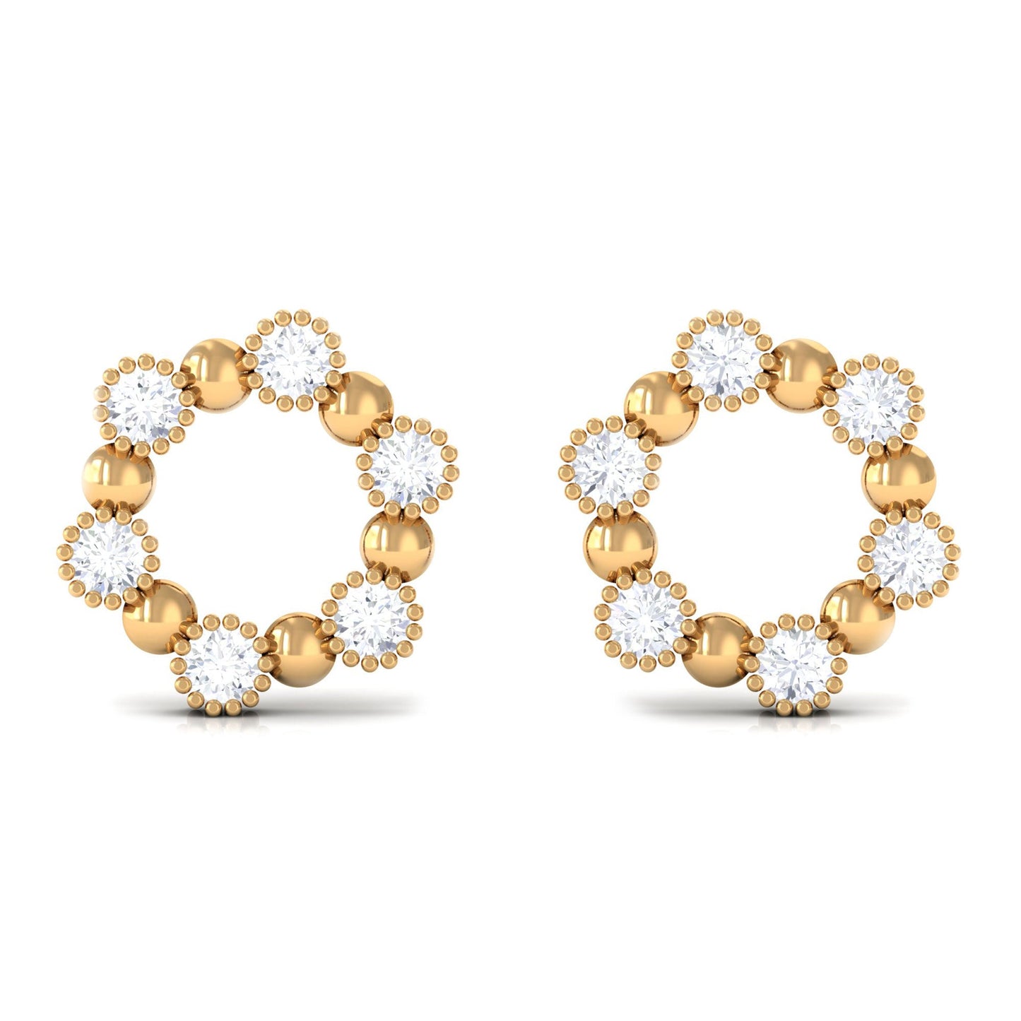 Real Diamond Circle Earrings with Screw Back