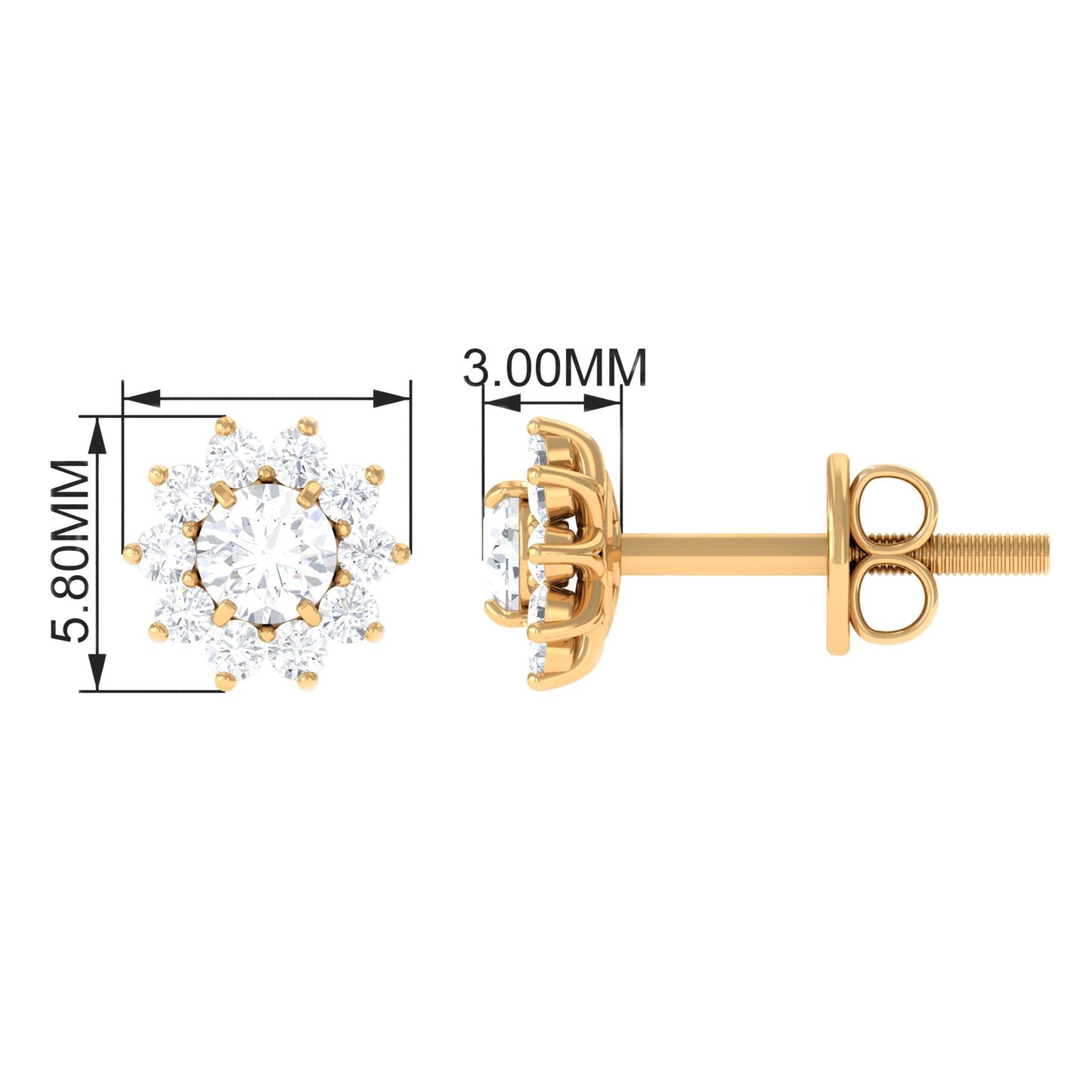 Natural Diamond Stud Earrings with Halo