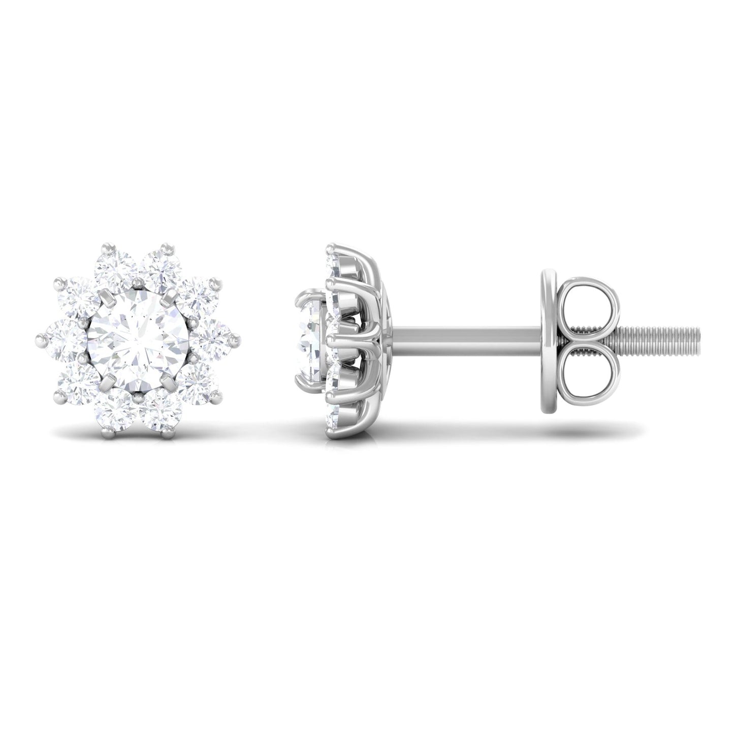 Natural Diamond Stud Earrings with Halo