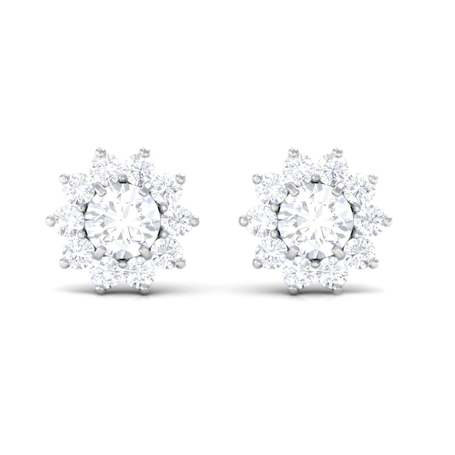Natural Diamond Stud Earrings with Halo