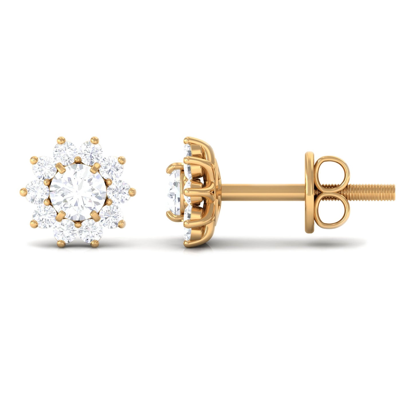 Natural Diamond Stud Earrings with Halo
