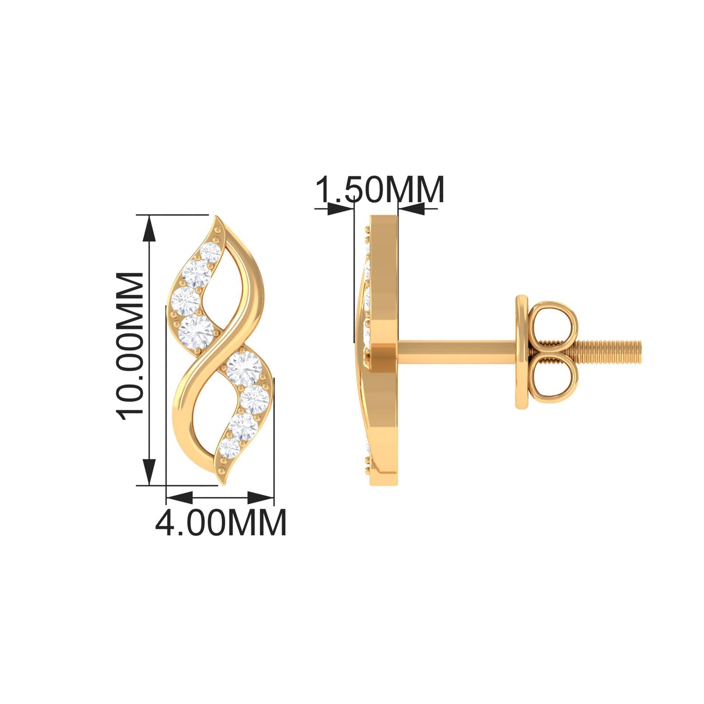 Natural Diamond Infinity Earrings with Screw Back