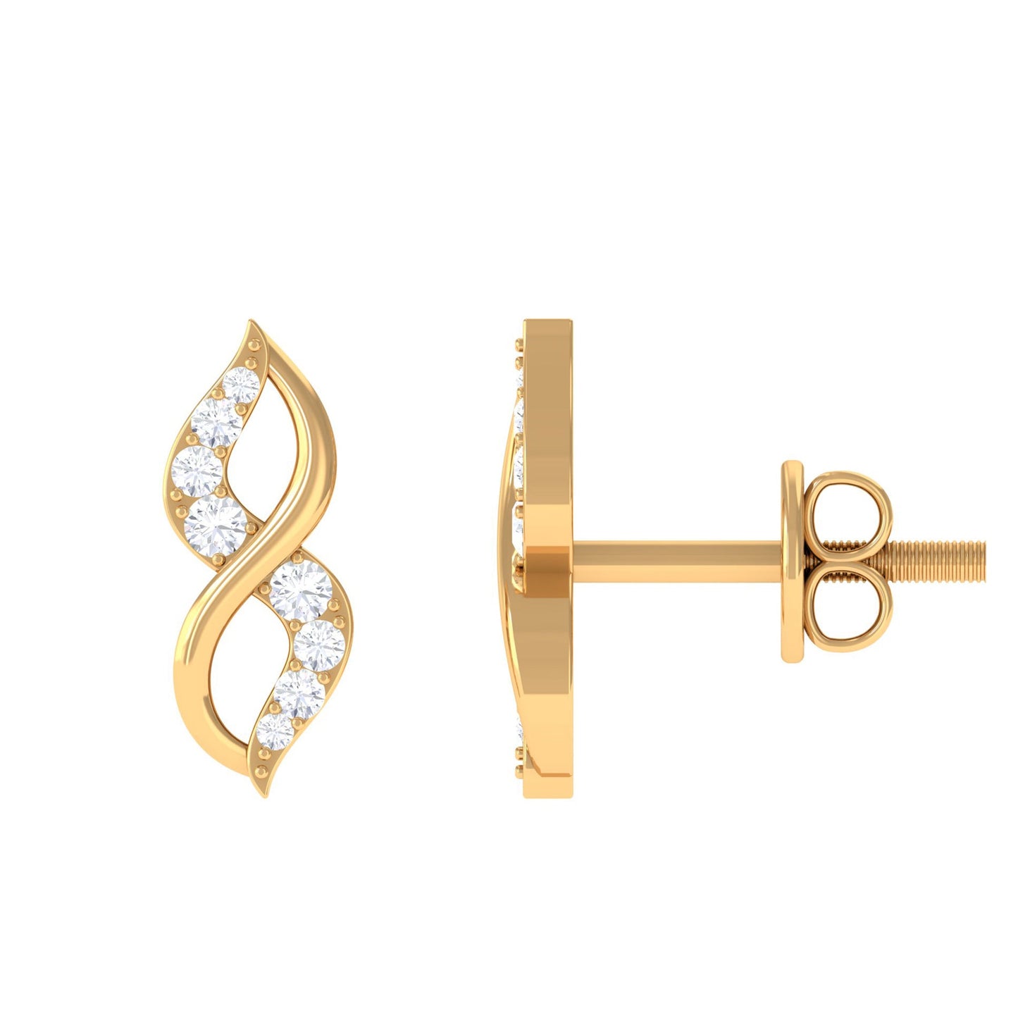 Natural Diamond Infinity Earrings with Screw Back