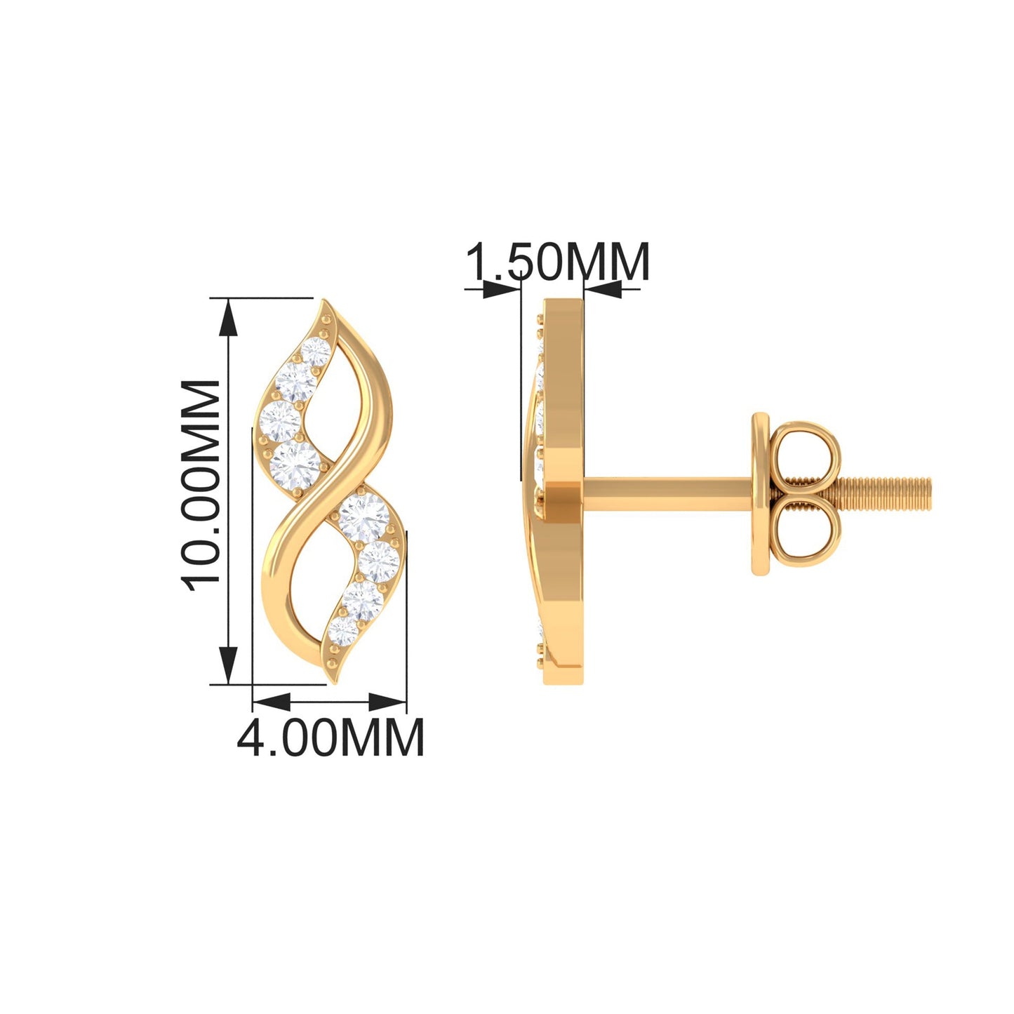 Natural Diamond Infinity Earrings with Screw Back