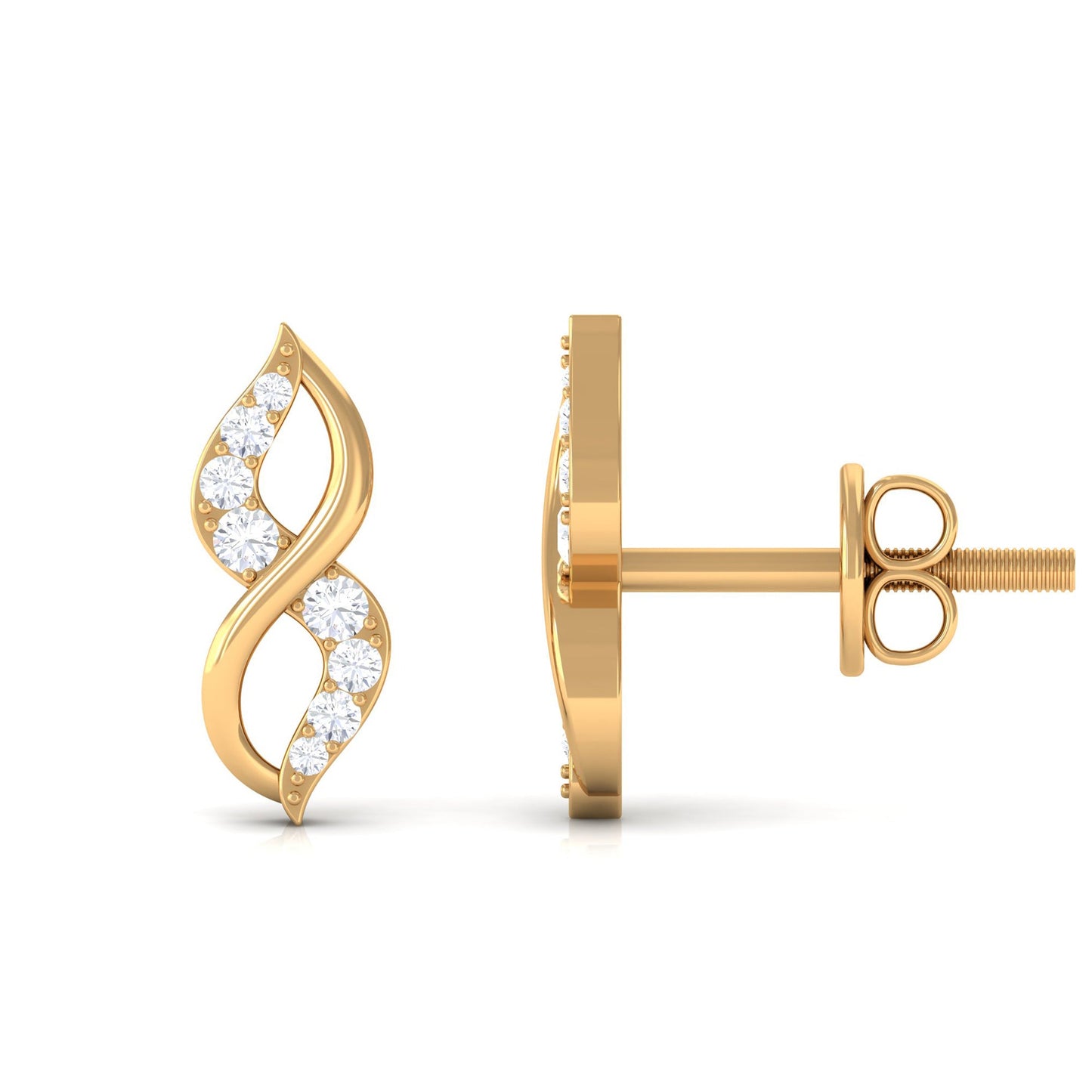 Natural Diamond Infinity Earrings with Screw Back
