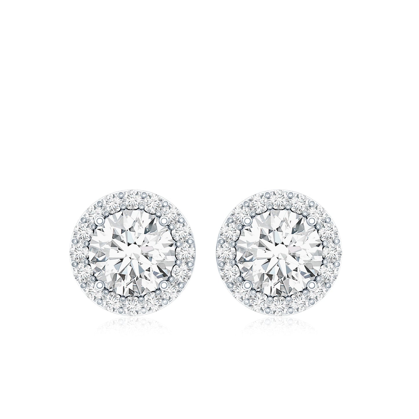 Certified Moissanite Halo Stud Earrings with Screw Back