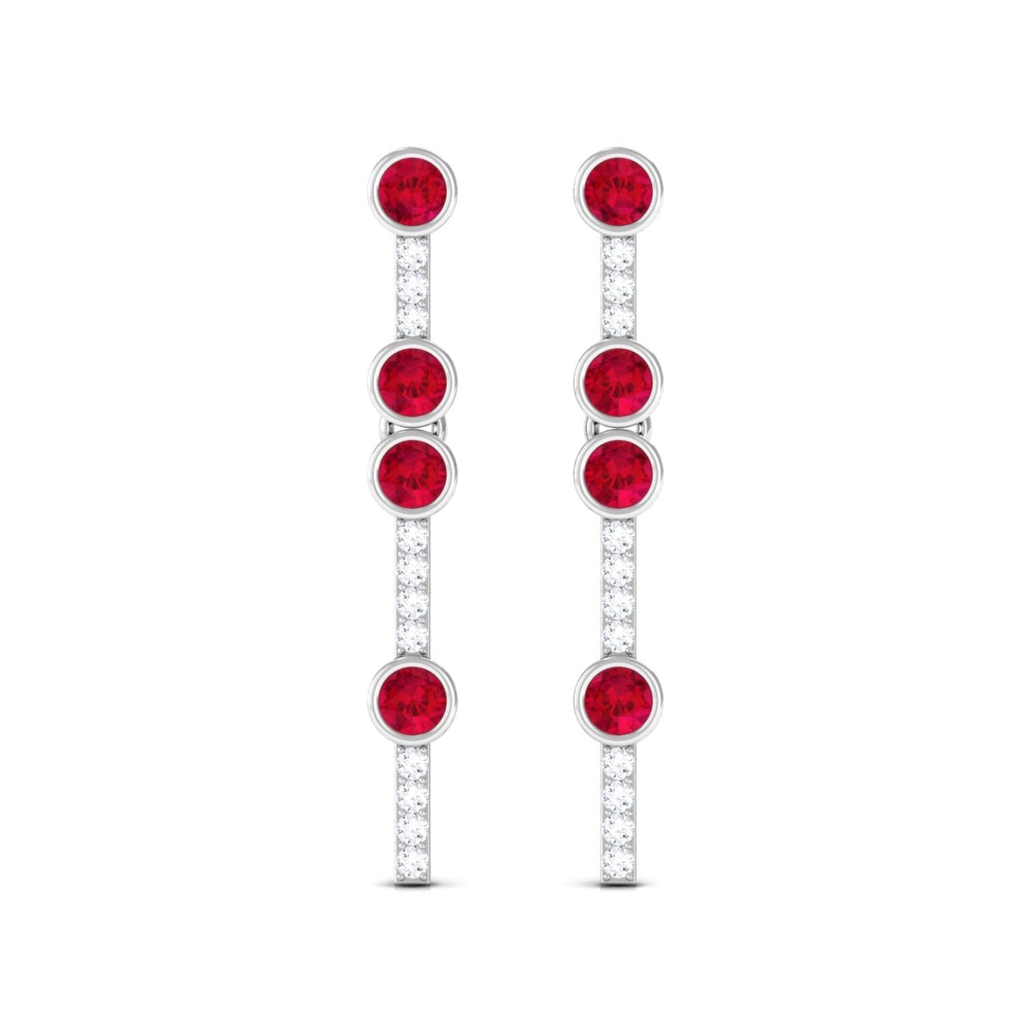 Created Ruby and Diamond Dangle Earrings