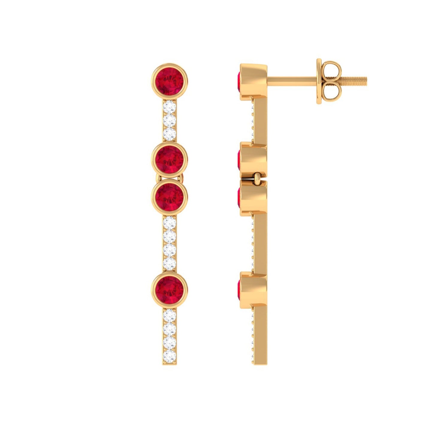 Created Ruby and Diamond Dangle Earrings