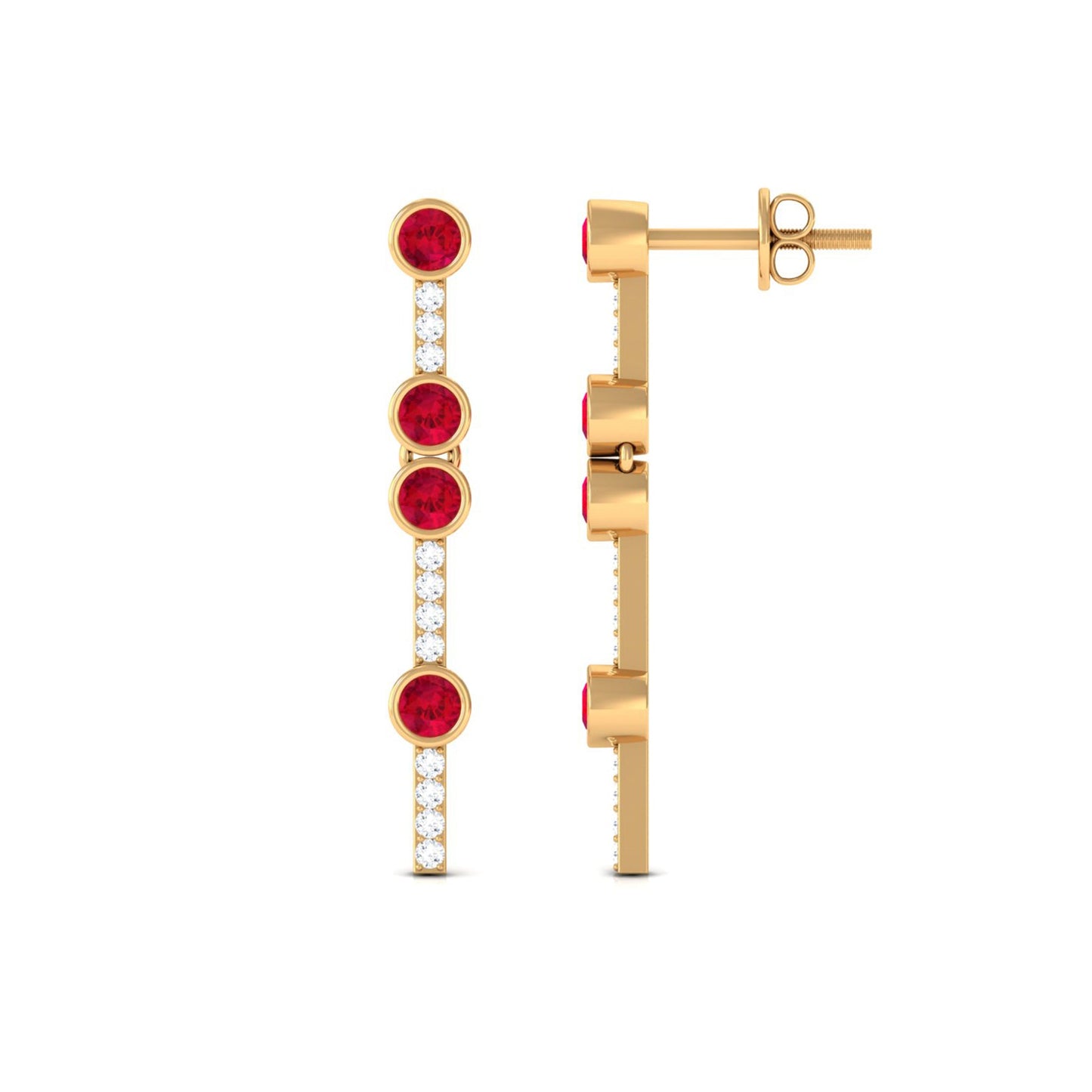 Created Ruby and Diamond Dangle Earrings