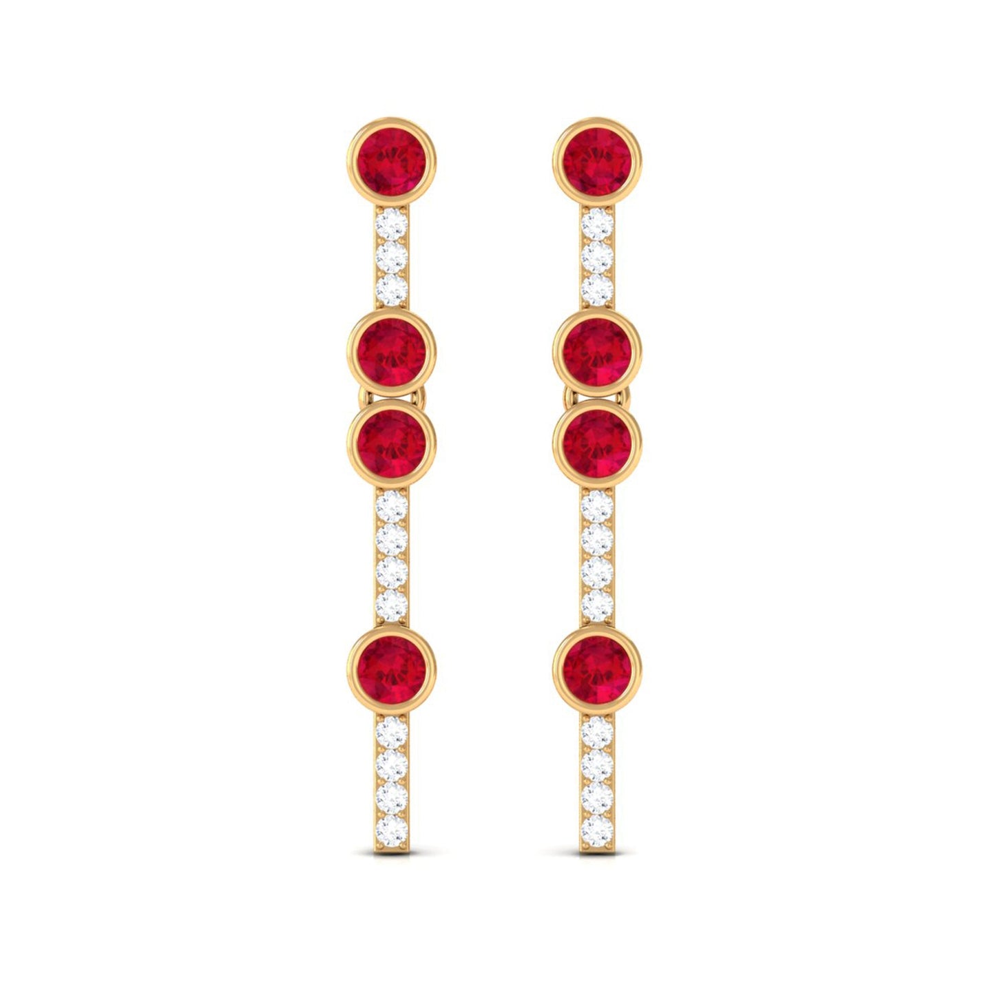 Created Ruby and Diamond Dangle Earrings