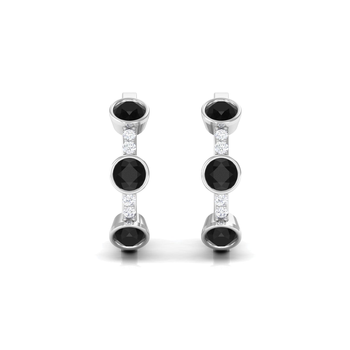 Lab Created Black and White Diamond Hinged Hoop Earrings