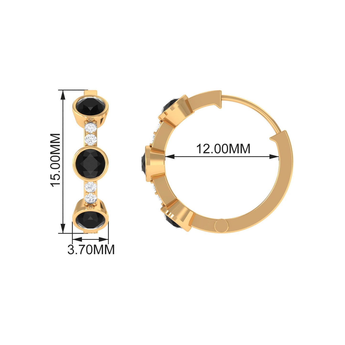 Lab Created Black and White Diamond Hinged Hoop Earrings