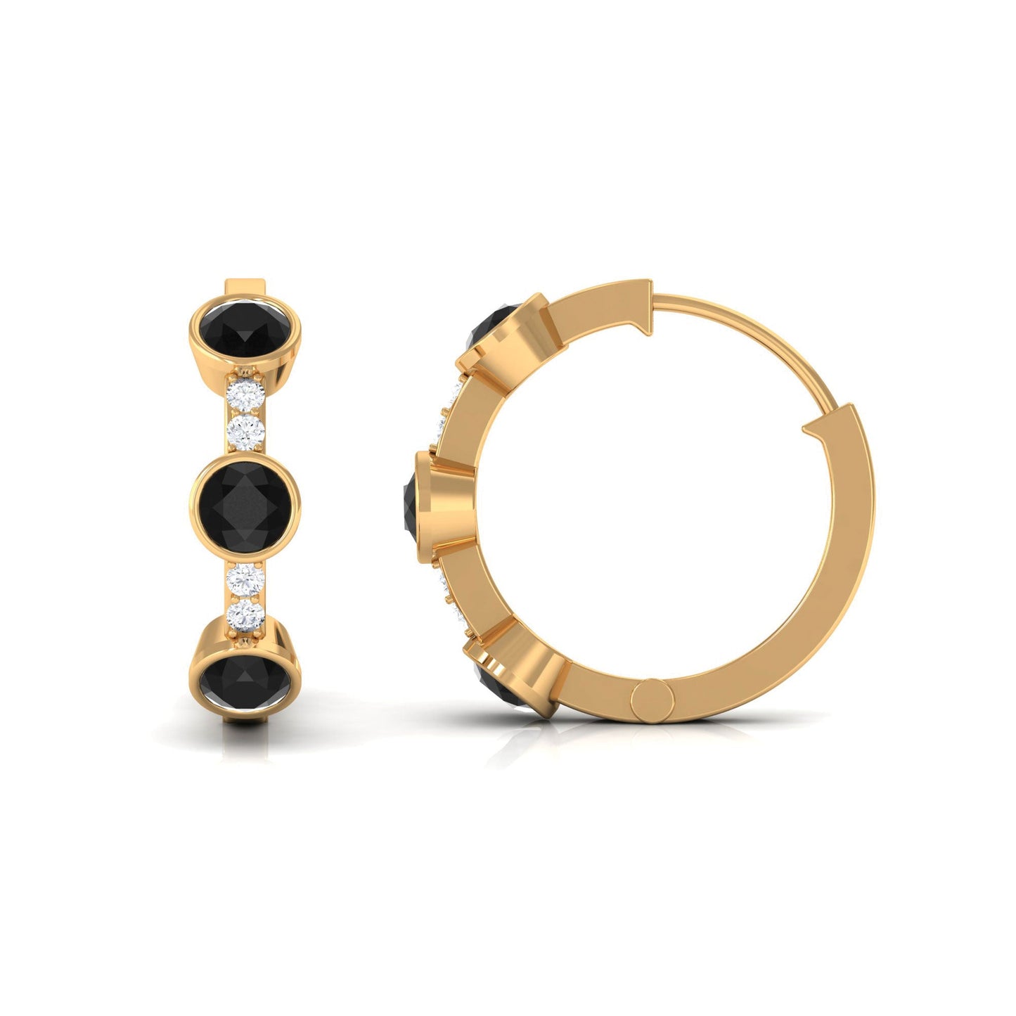 Lab Created Black and White Diamond Hinged Hoop Earrings