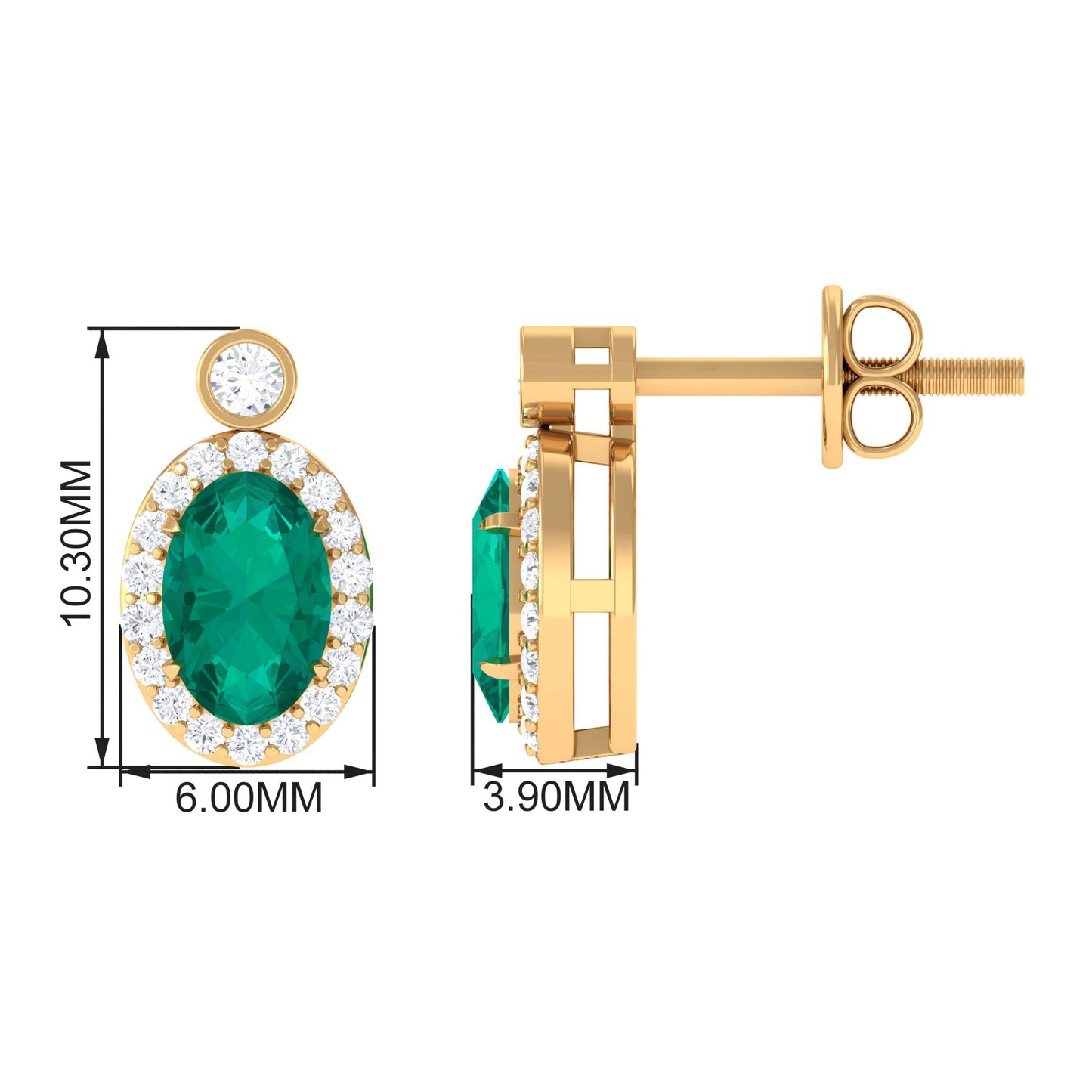 0.8 Carat Oval Emerald and Diamond Halo Stud Earrings