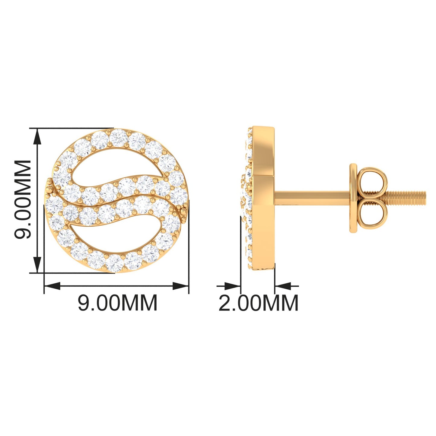 Classic Moissanite Round Stud Earrings in Gold