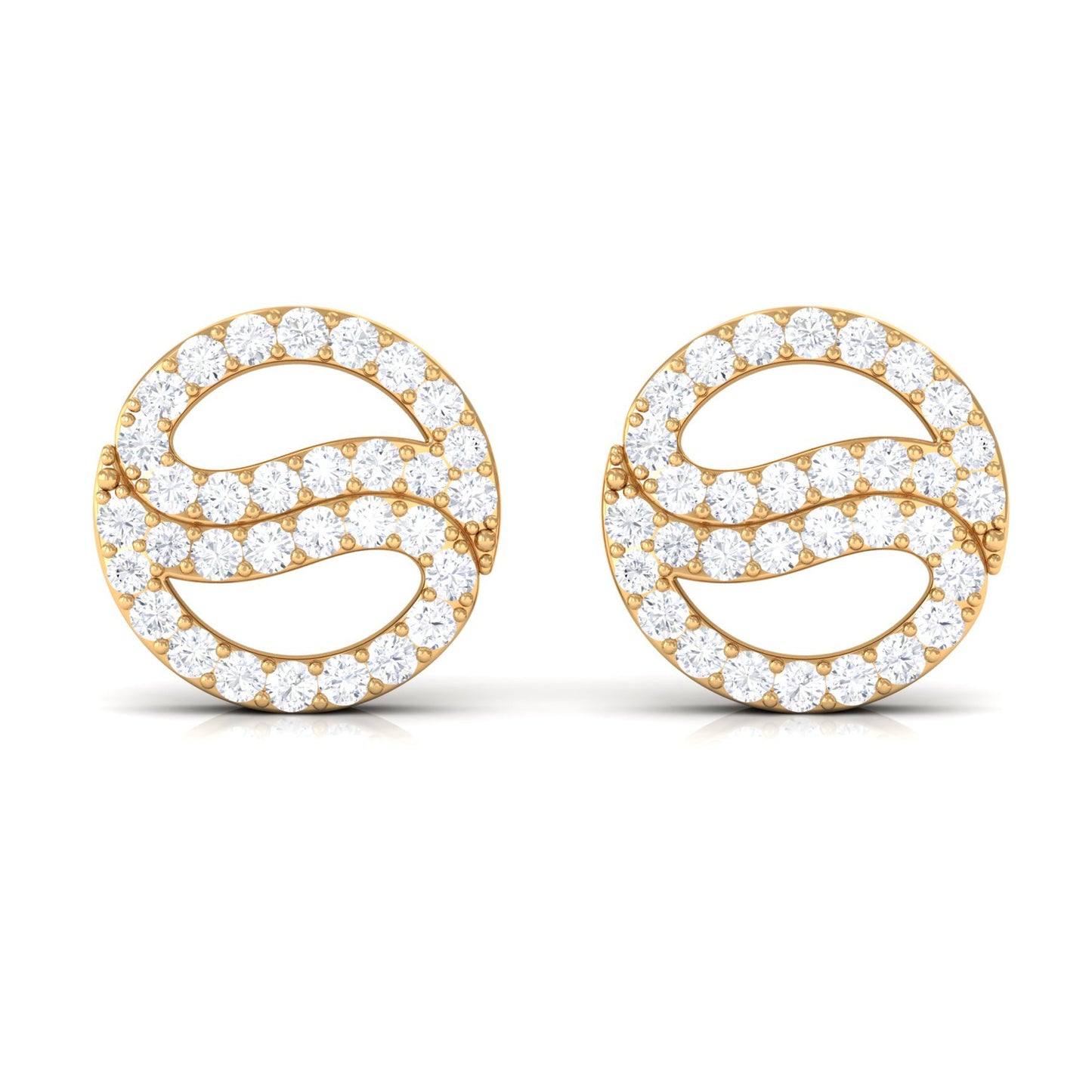 Classic Moissanite Round Stud Earrings in Gold