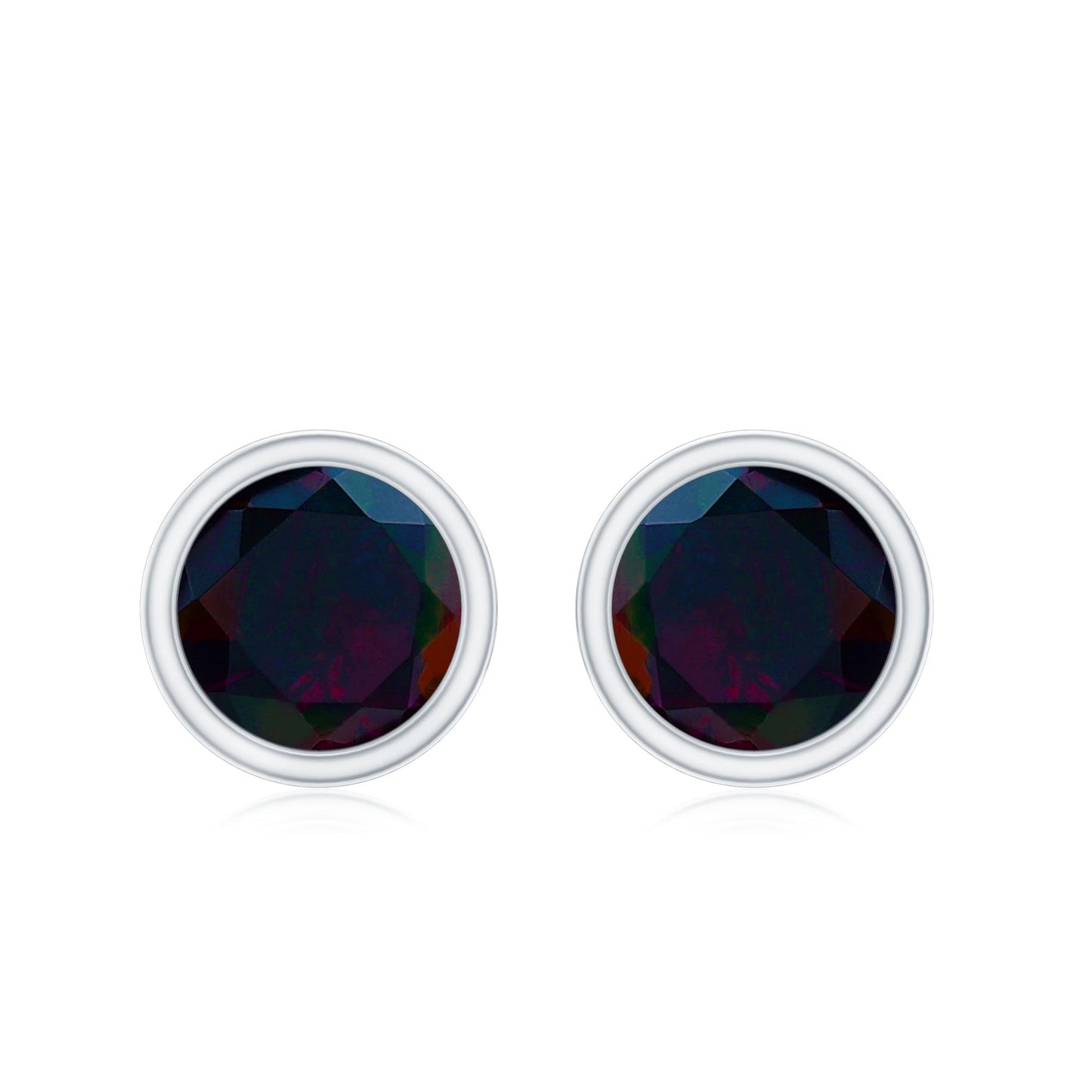 Natural October Birthstone Black Opal Earrings with Screw Back