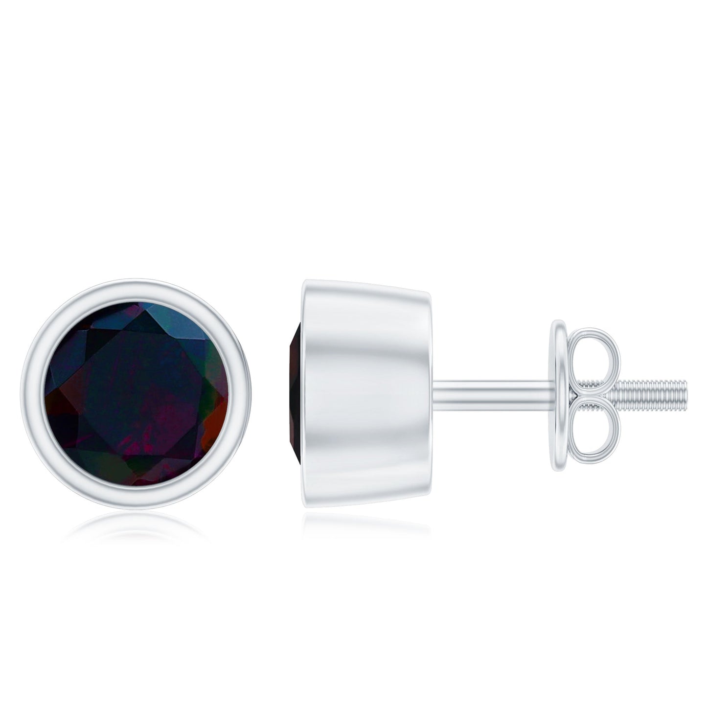 Natural October Birthstone Black Opal Earrings with Screw Back