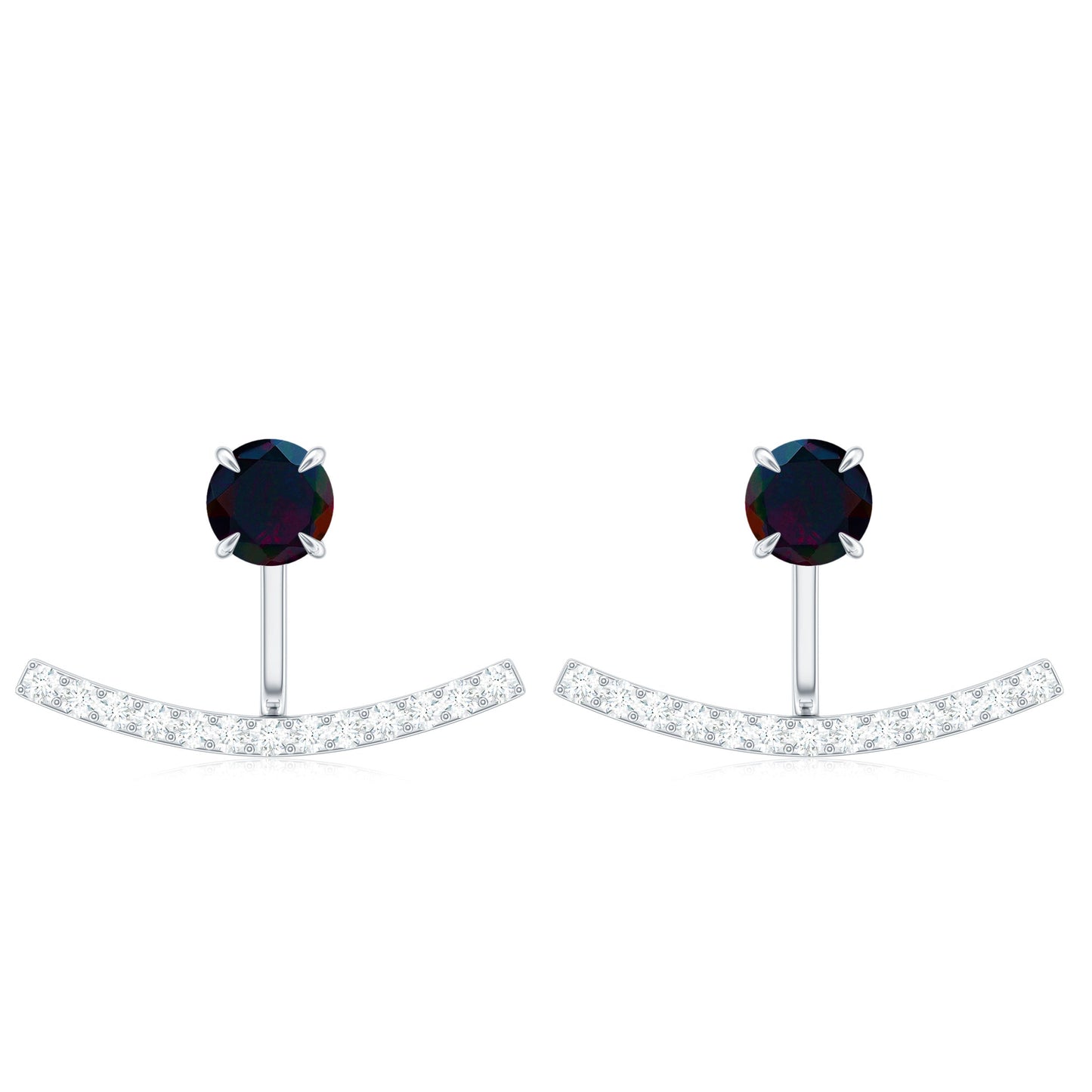 Classic Jacket Earrings with Black Opal and Diamond