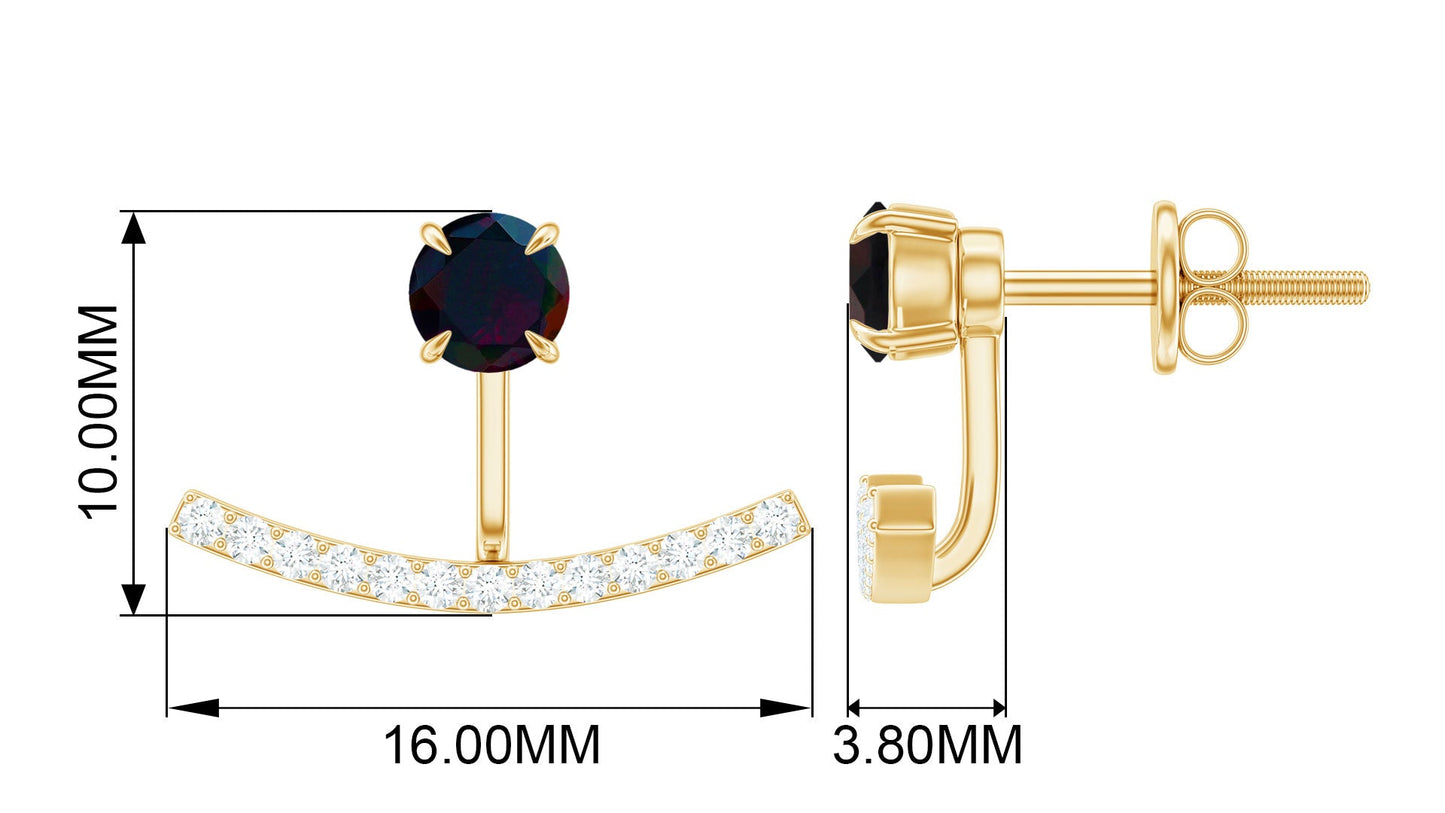 Classic Jacket Earrings with Black Opal and Diamond