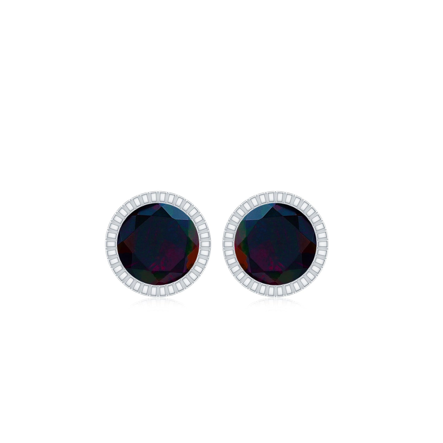 Natural Black Opal October Birthstone Earrings with Screw Back