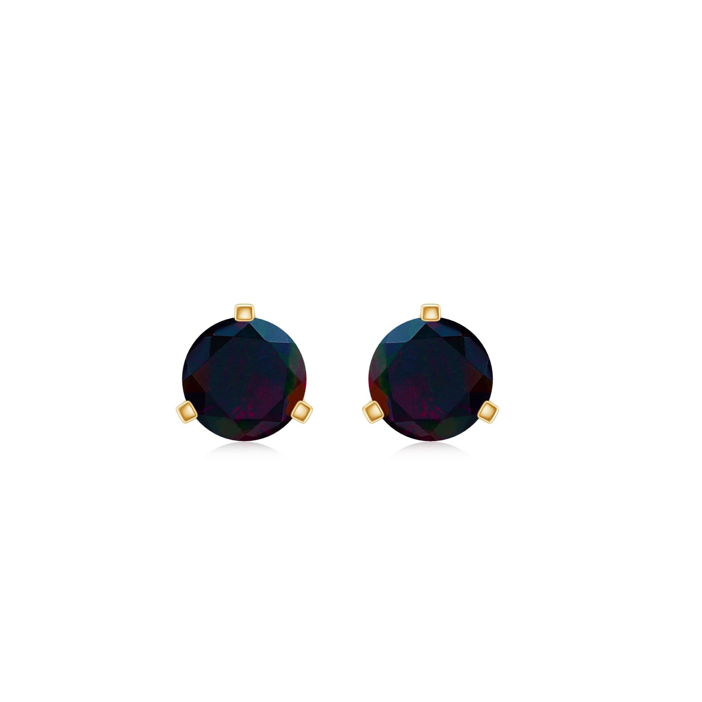 Solitaire Real Black Opal Martini Stud Earrings