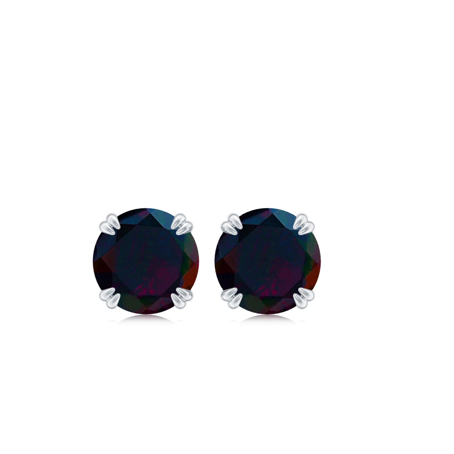 0.9 Carat Natural Black Opal Solitaire Stud Earrings with Screw Back