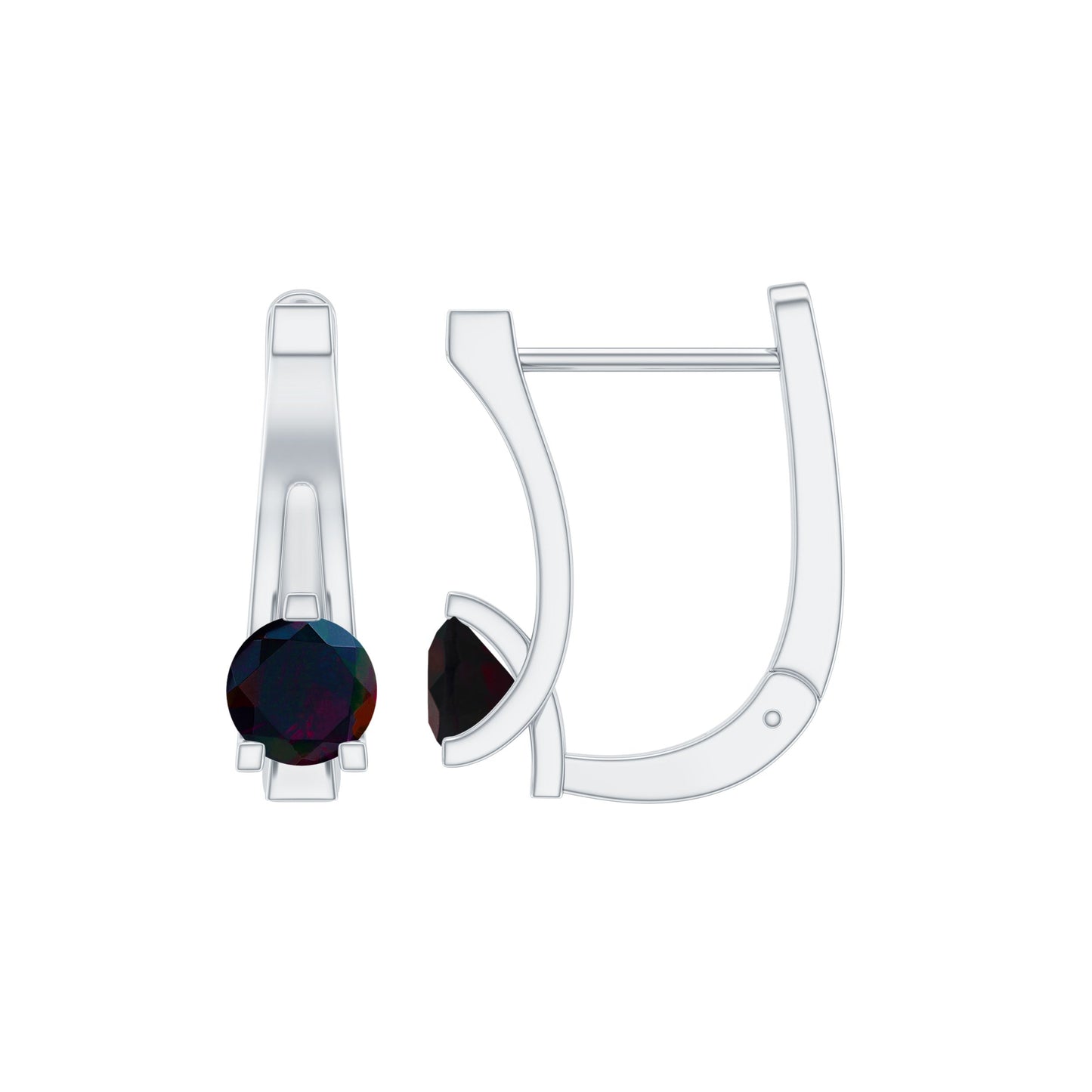 0.9 Carat Round Cut Black Opal J Hoop Earrings for Women