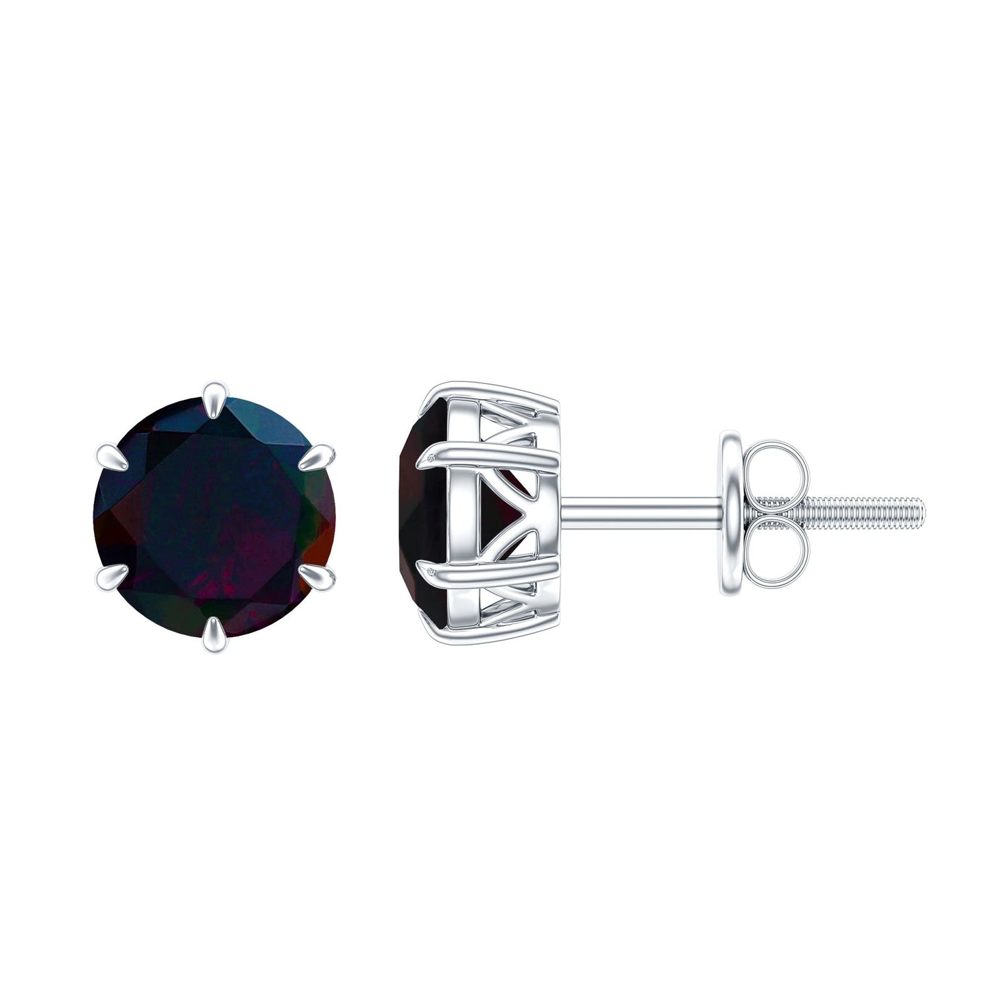 1.6 Carat Claw Set Black Opal Solitaire Stud earrings
