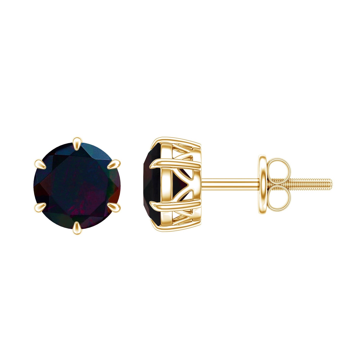1.6 Carat Claw Set Black Opal Solitaire Stud earrings