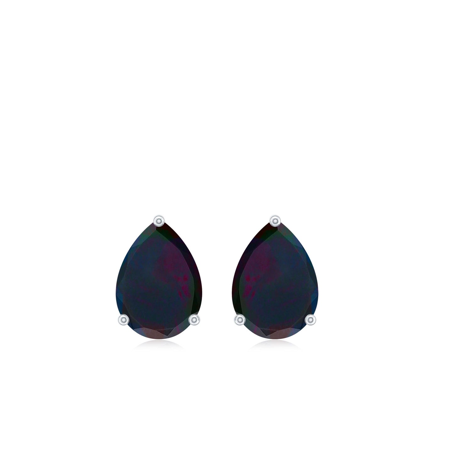 Genuine 1.4 Carat Pear Shaped Black Opal Stud Earrings