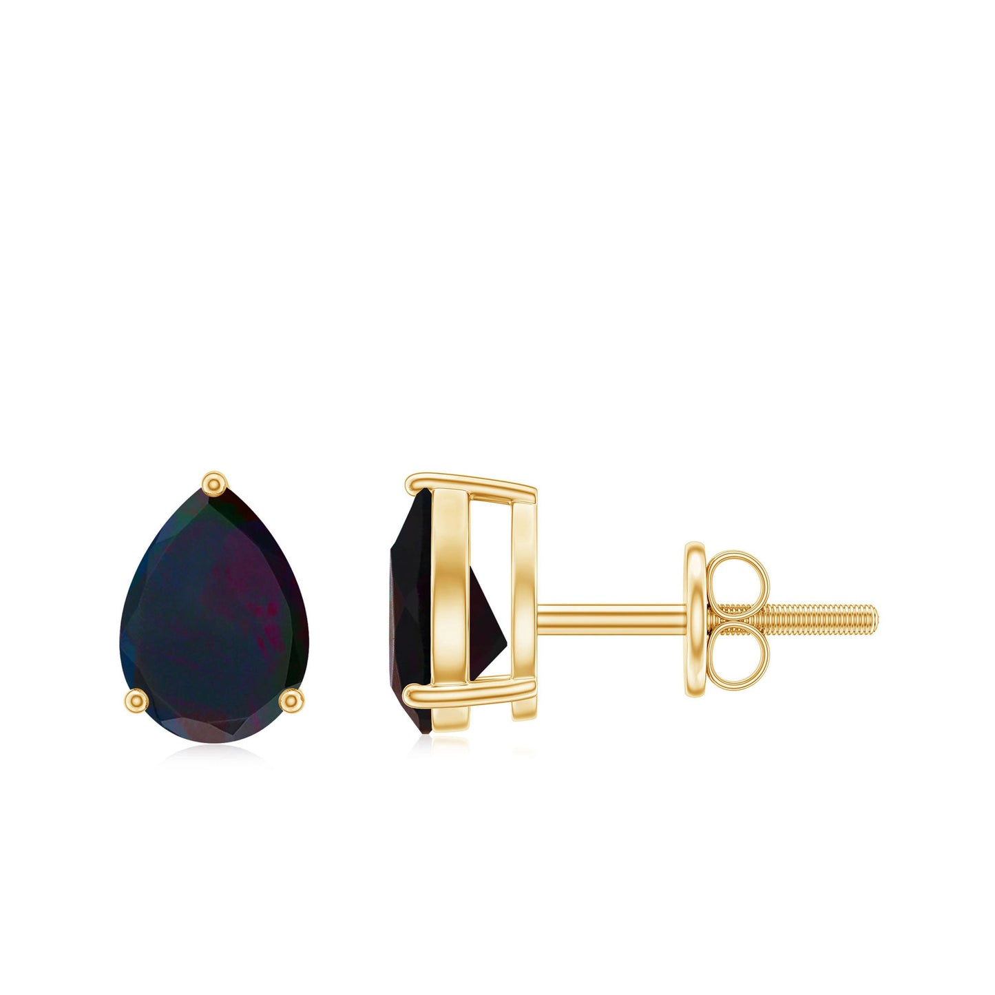 Genuine 1.4 Carat Pear Shaped Black Opal Stud Earrings